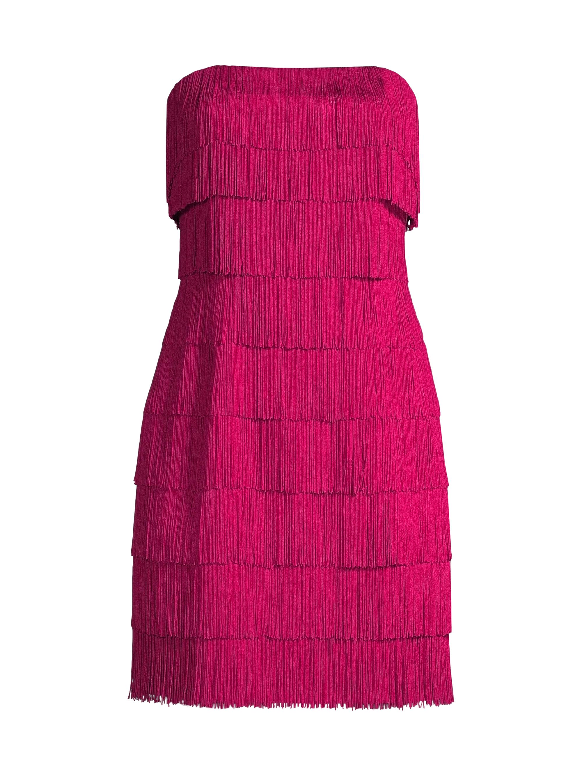 Liv Foster Women's Tiered Fringe Strapless Minidress - Rich Magenta