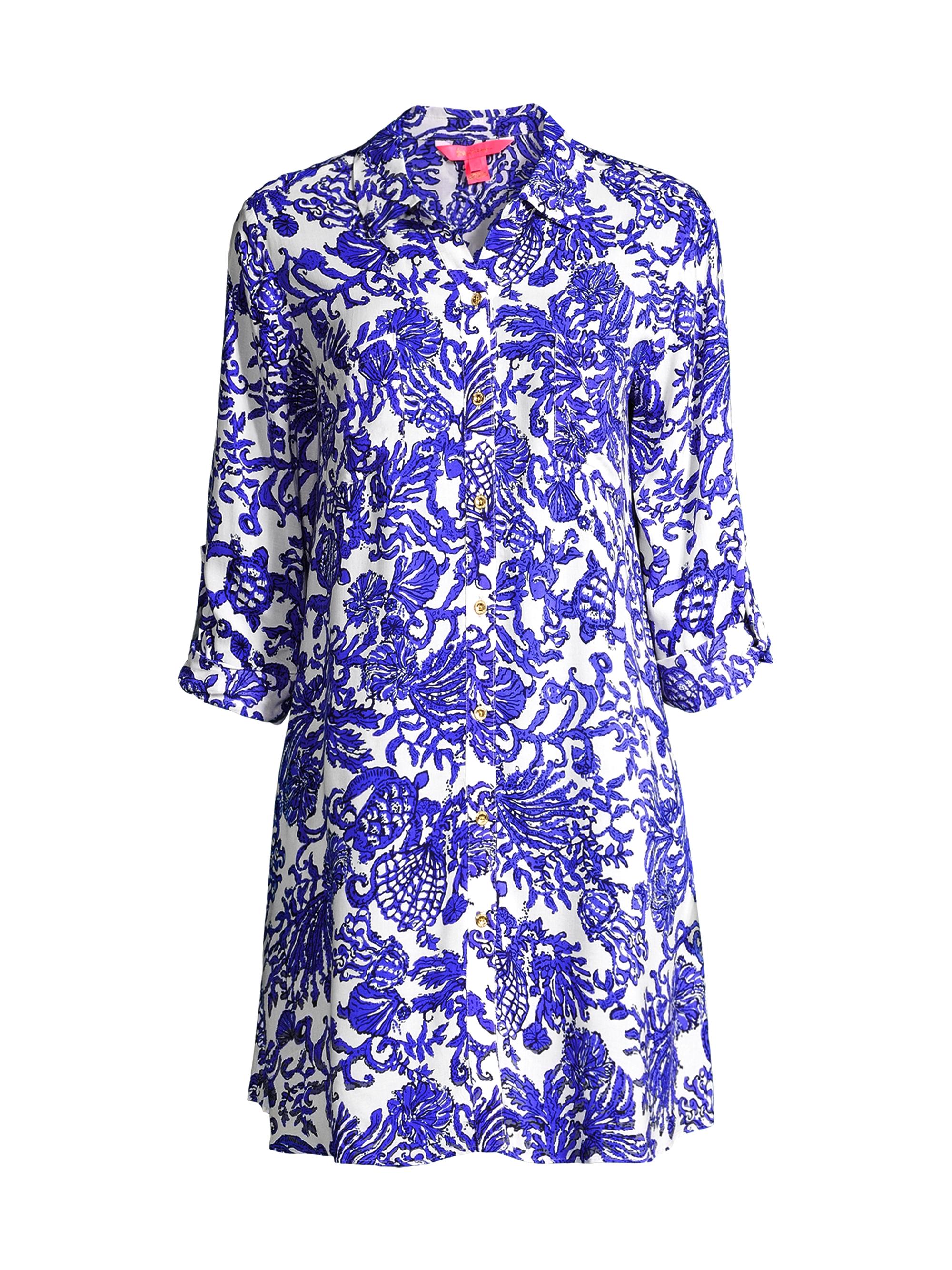 Lilly Pulitzer Women's Natalie Coral Cover-Up Shirtdress - Deeper Coconut