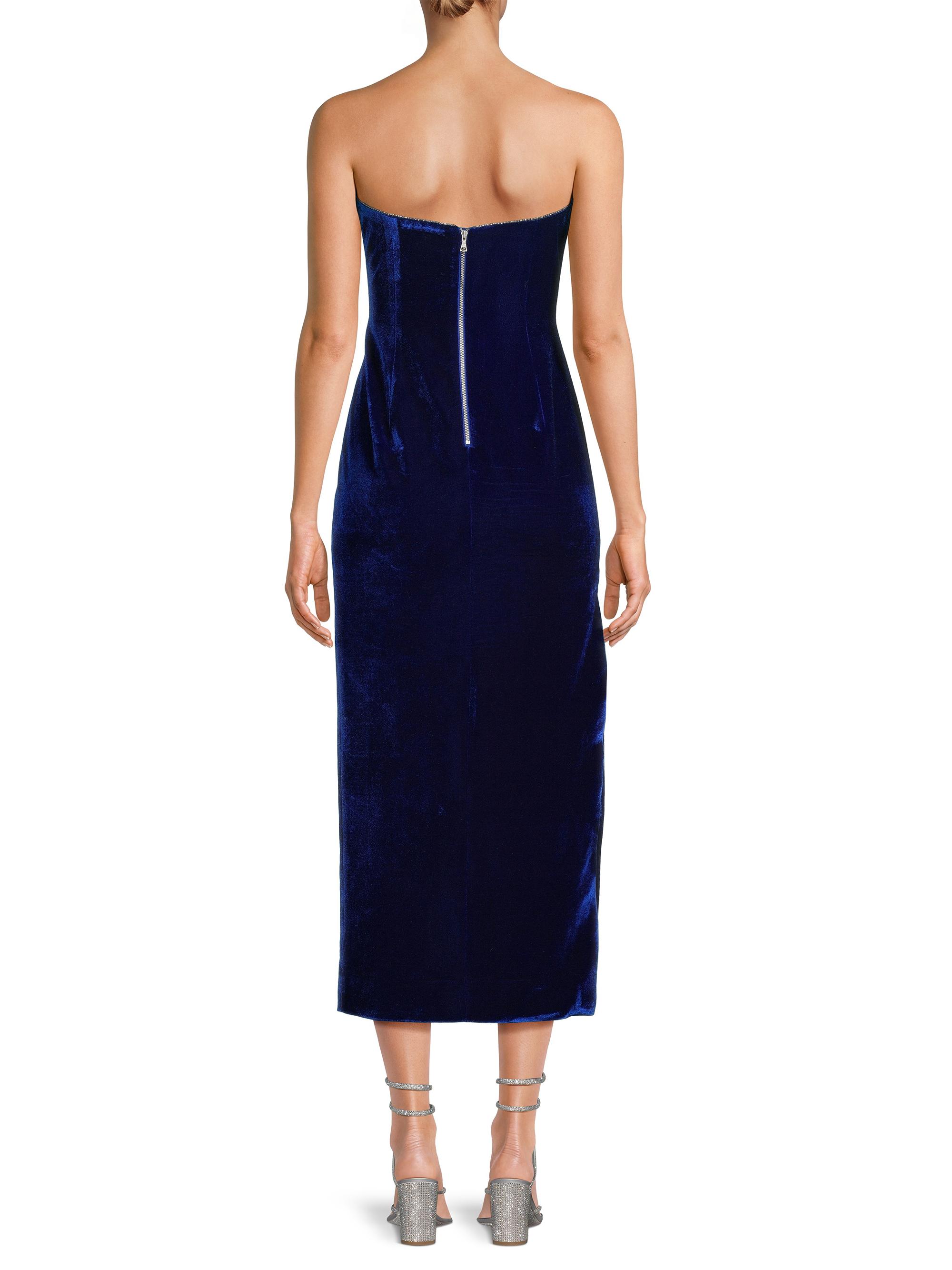 a line sleeveless midi dress DKNY Women's Sleeveless Gathered Midi A-Line Dress in Indigo