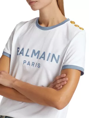 BALMAIN - Button-embossed Logo Cotton T-shirt