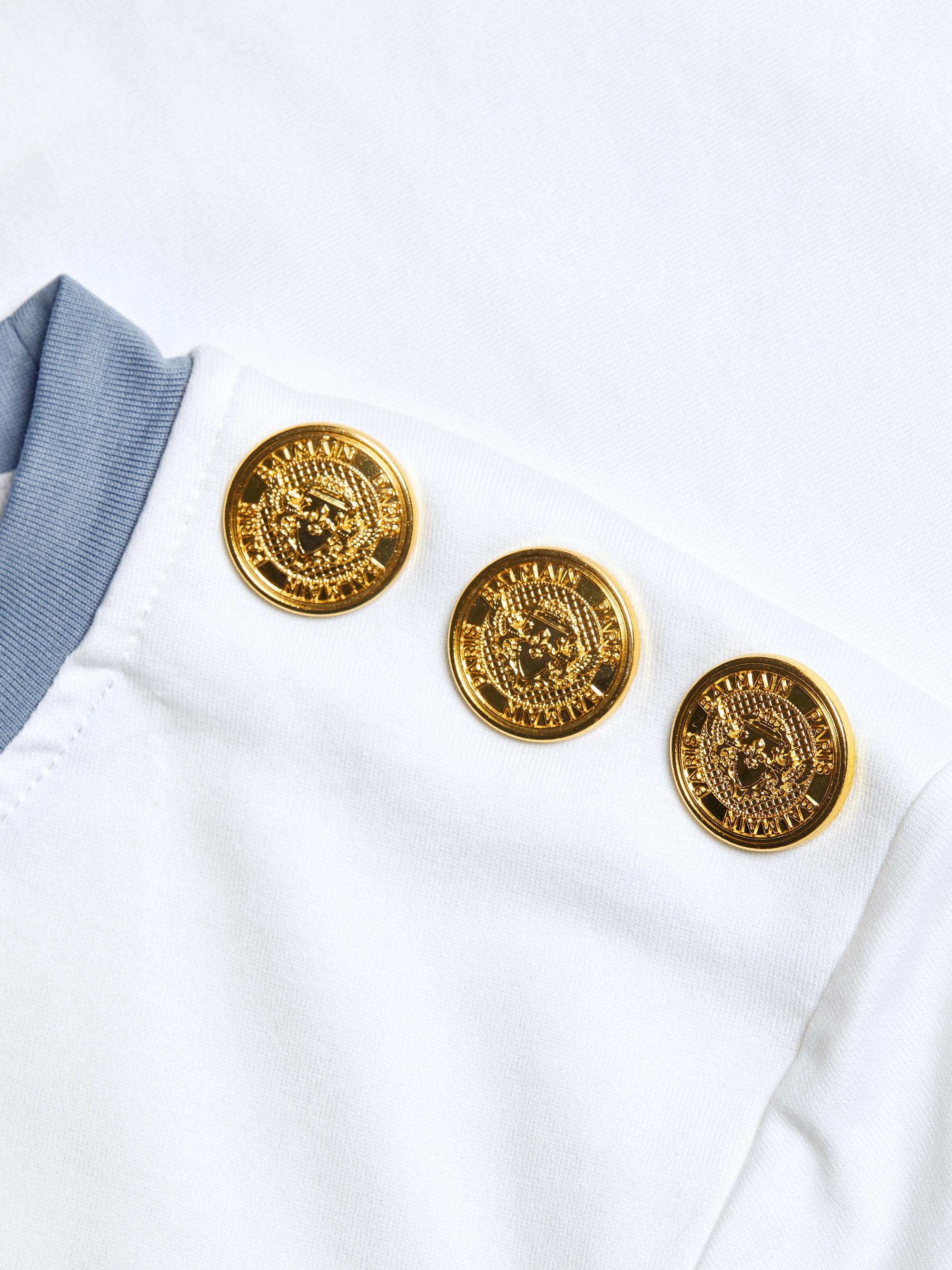 Shop Balmain Logo Button-Shoulder Ringer T-Shirt | Saks Fifth Avenue