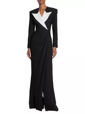 Shop Balmain Two-Tone Tuxedo Gown | Saks Fifth Avenue