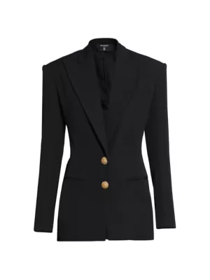 Balmain embossed-button double-breasted peacoat - Black