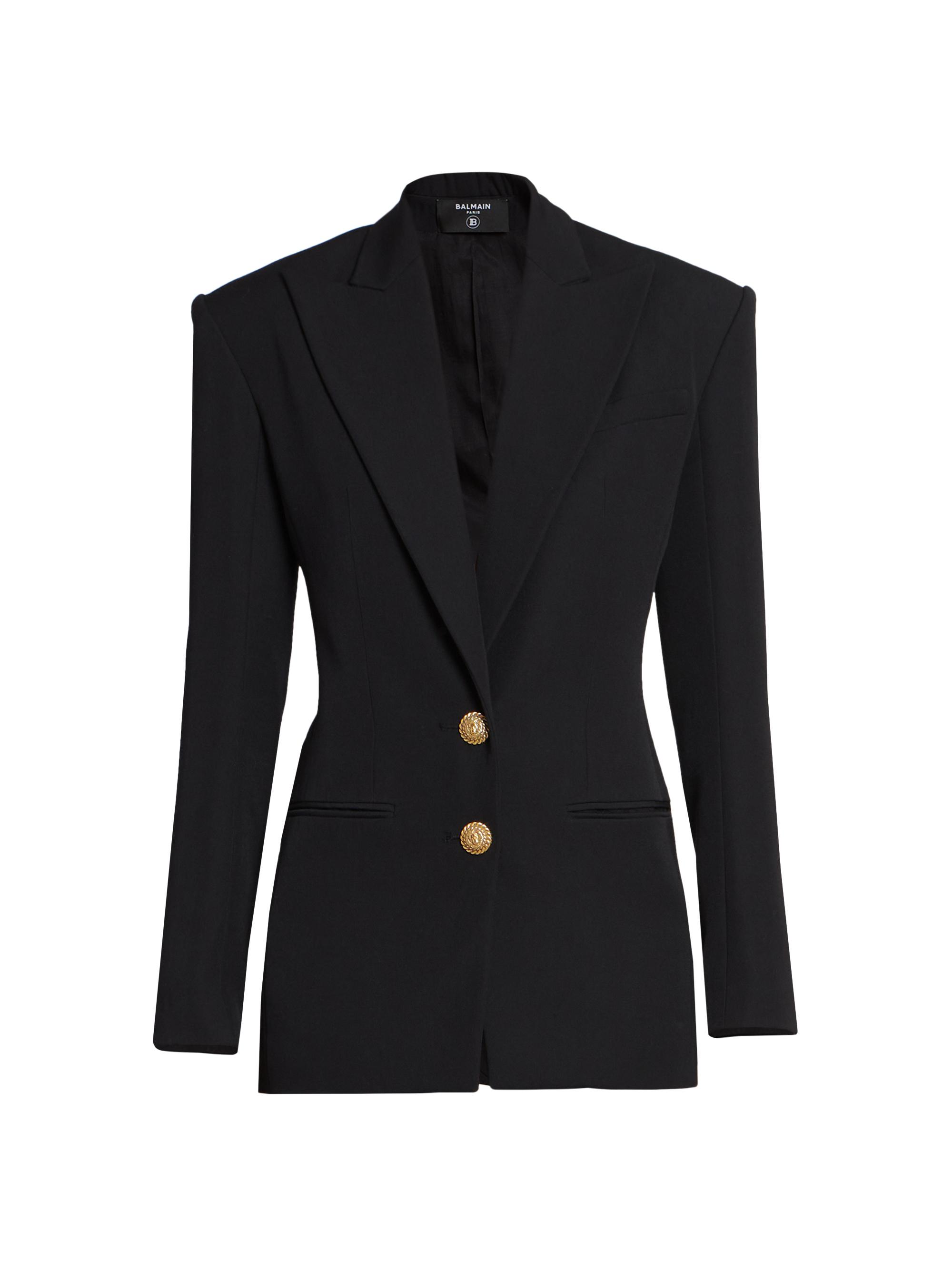 Balmain embossed-button double-breasted peacoat - Black