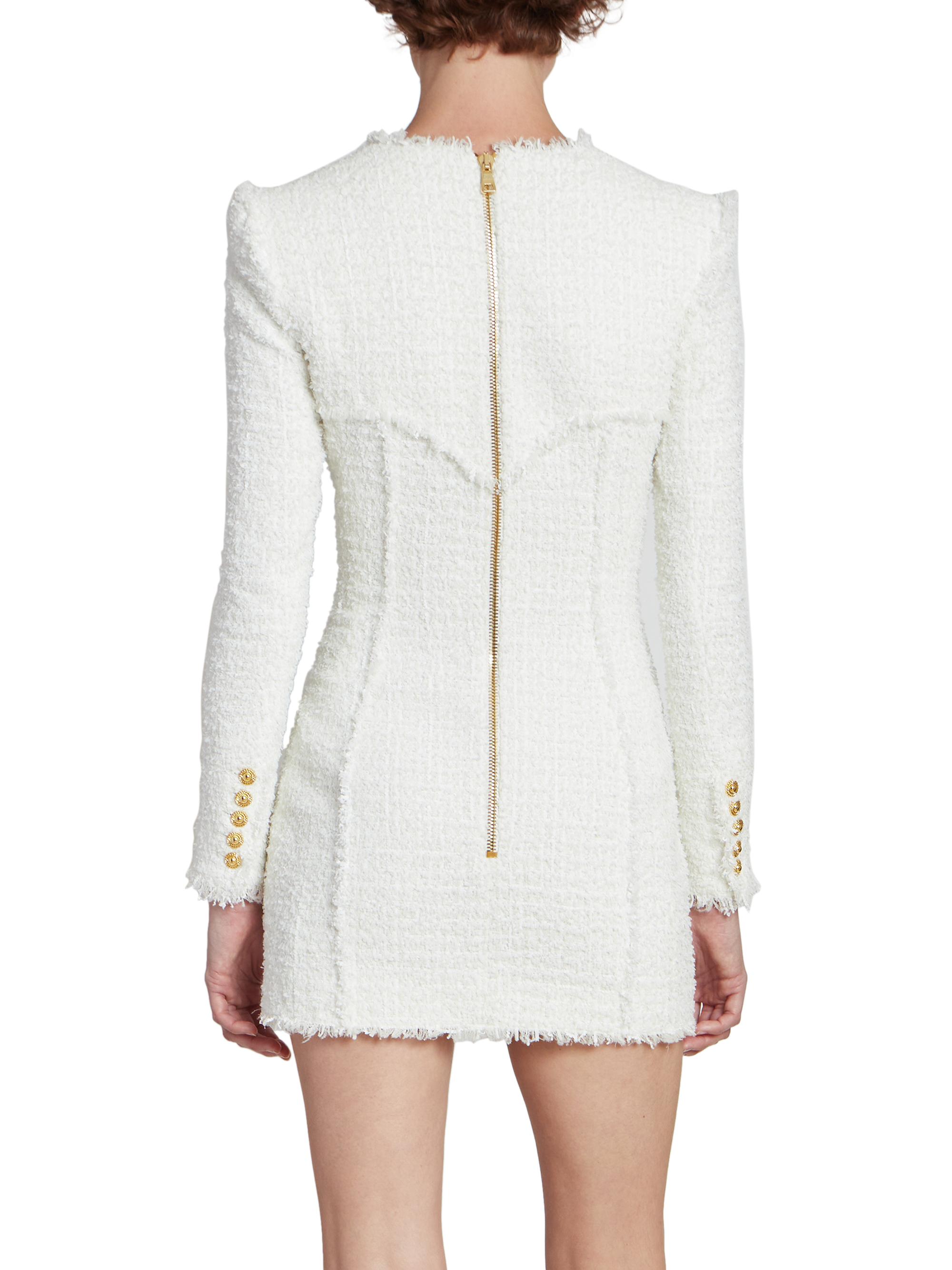 Balmain White Fringed Minidress