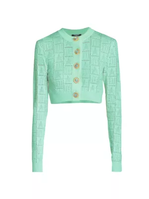 Moschino logo-patch knitted cardigan - Green