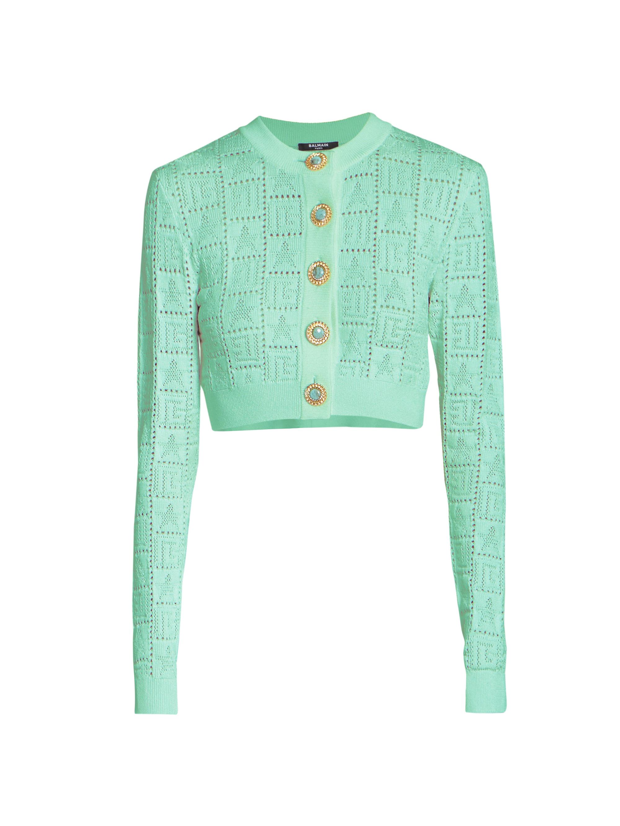 Moschino logo-patch knitted cardigan - Green