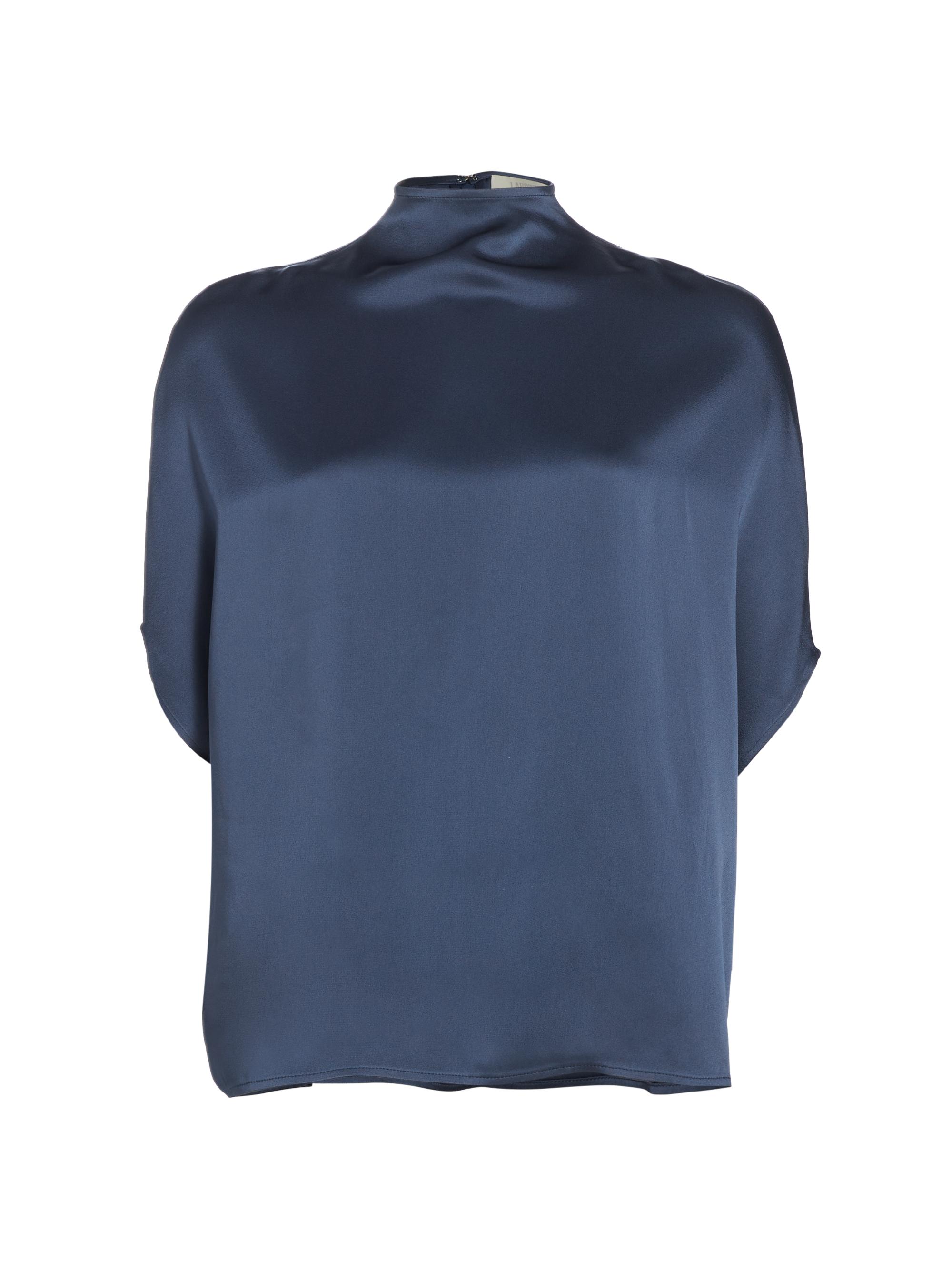 LaPointe Women's Satin Mock Turtleneck Blouse - Ink