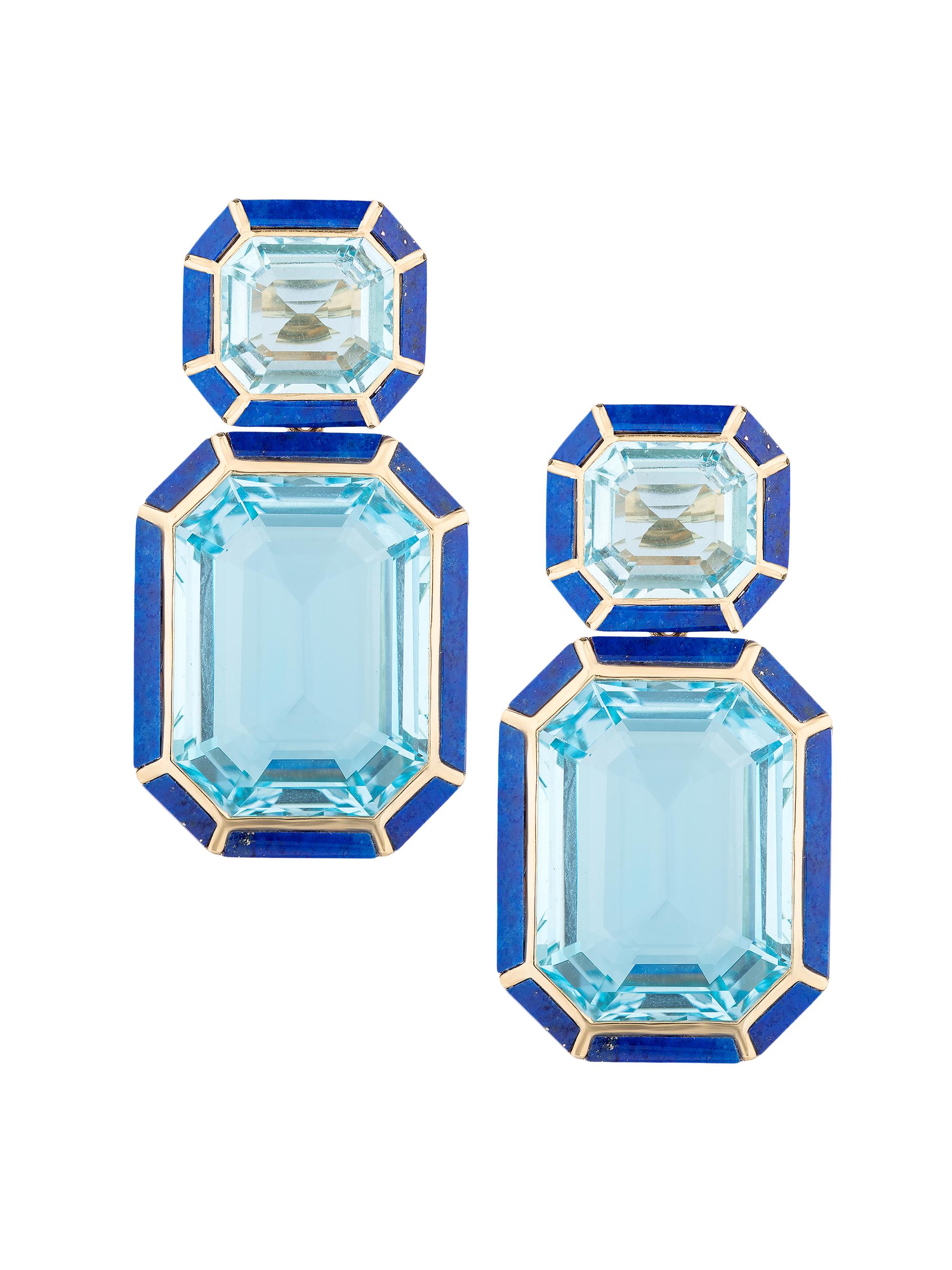 Goshwara Women's Mélange 18K Yellow Gold, Blue Topaz & Lapis Lazuli Drop Earrings - Blue