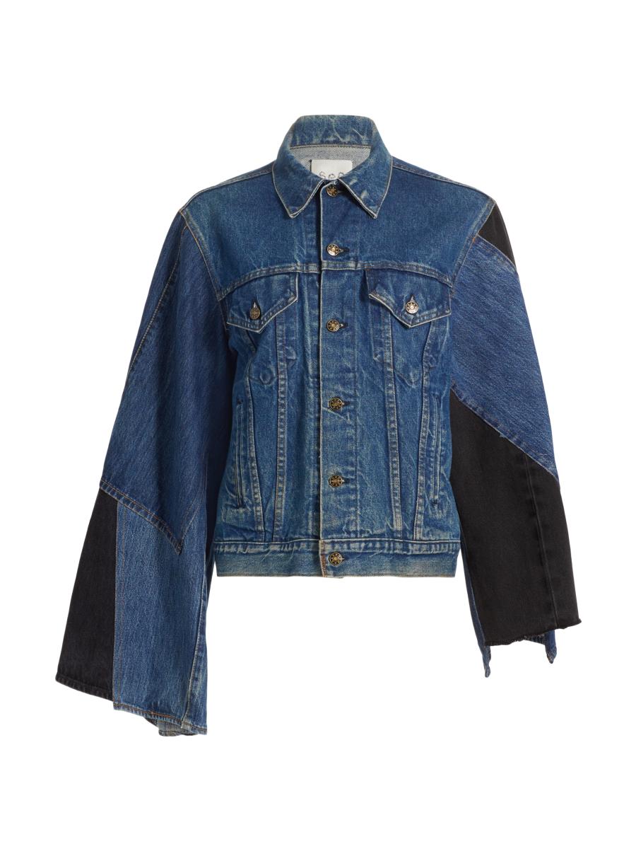 Sea Elena Asymmetric Patchwork Denim Jacket | Saks Fifth Avenue