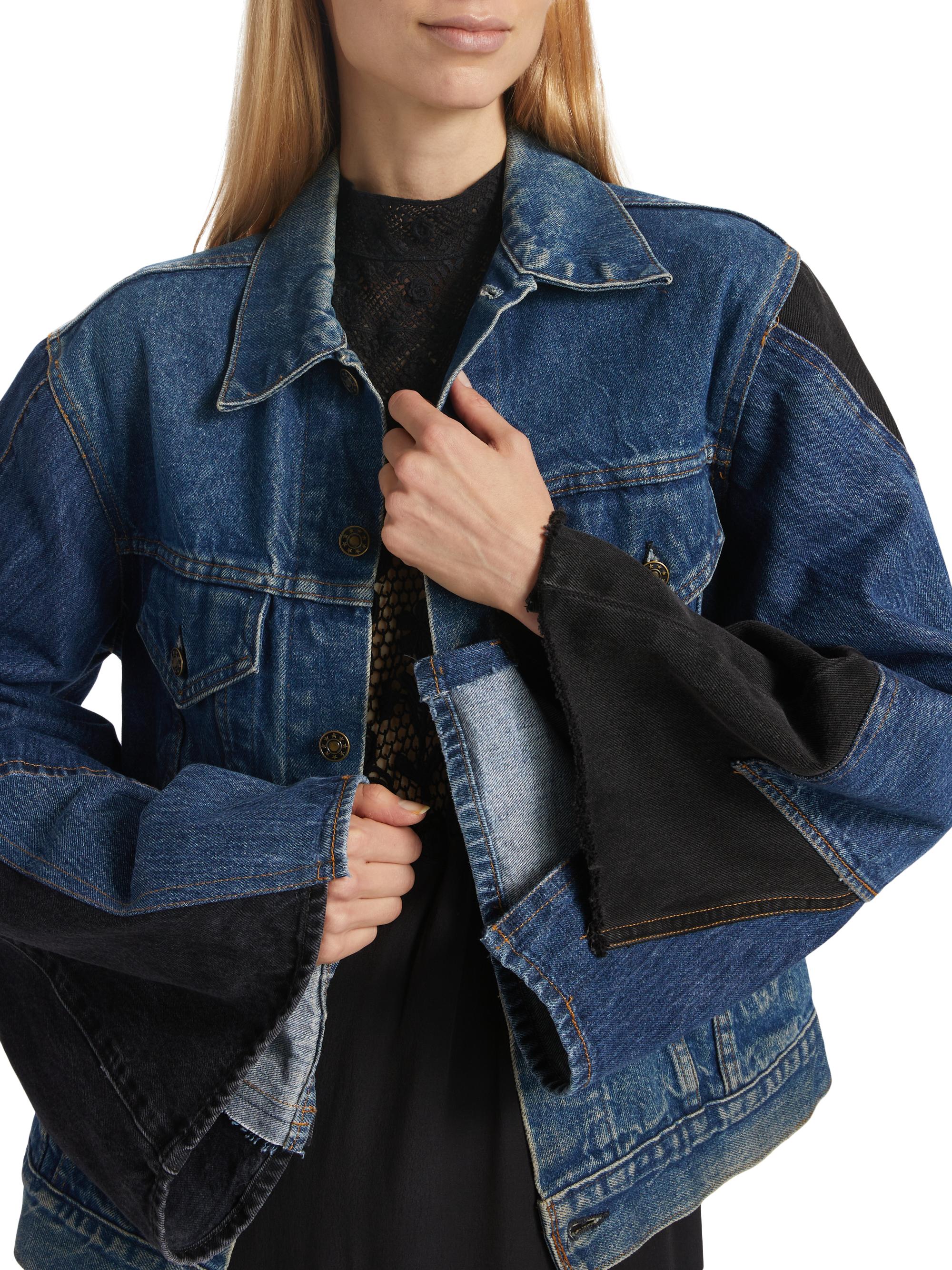 Sea Elena Asymmetric Patchwork Denim Jacket | Saks Fifth Avenue