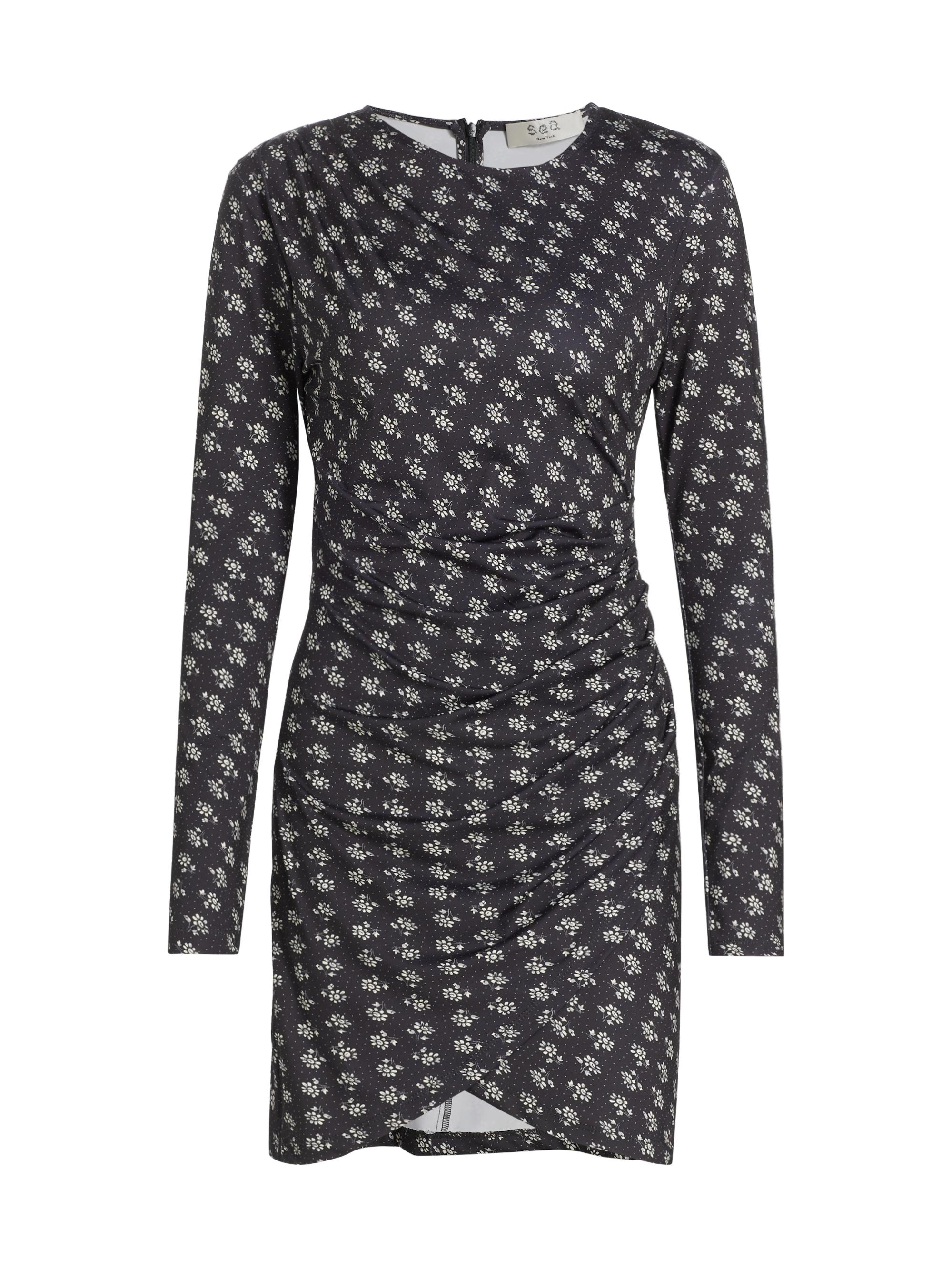 Sea Women's Ada Floral Jersey Minidress - Black