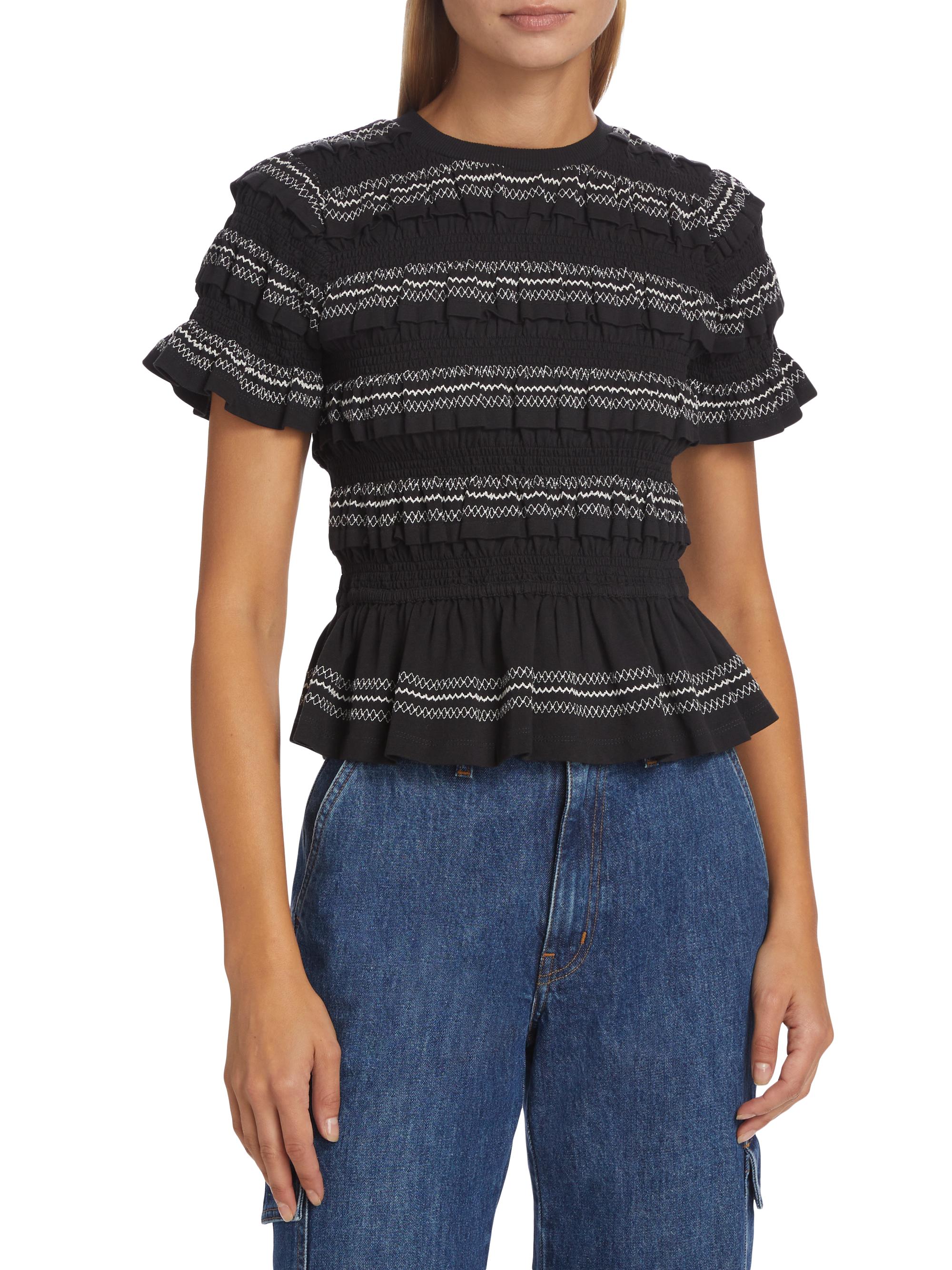 トップス Sea New York MABLE CAMBRIC SMOCKED TOP Sea Mable Cambric Cotton Smocked Top | Saks Fifth Avenue