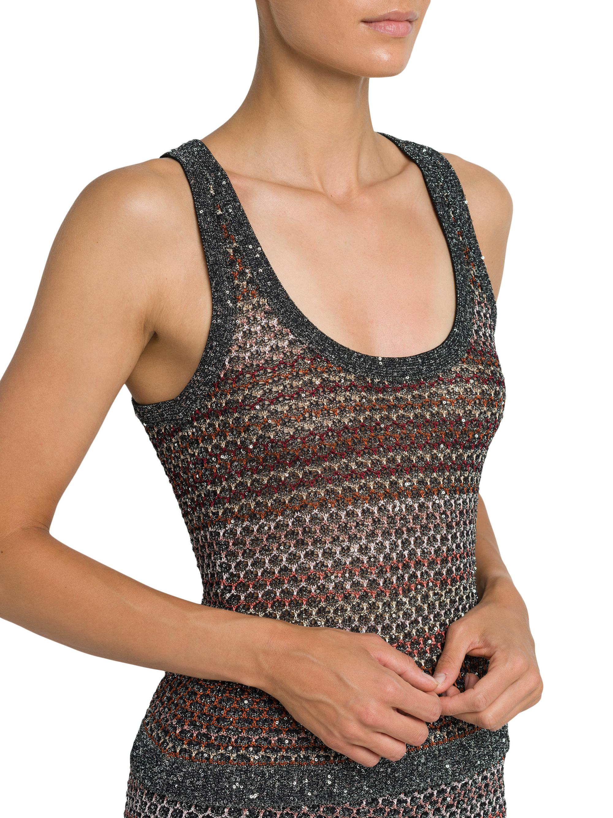 タグ付き新品　MISSONI ラメ　きらきらニットタンクトップ MISSONI Sequin-embellished striped metallic crochet-knit tank