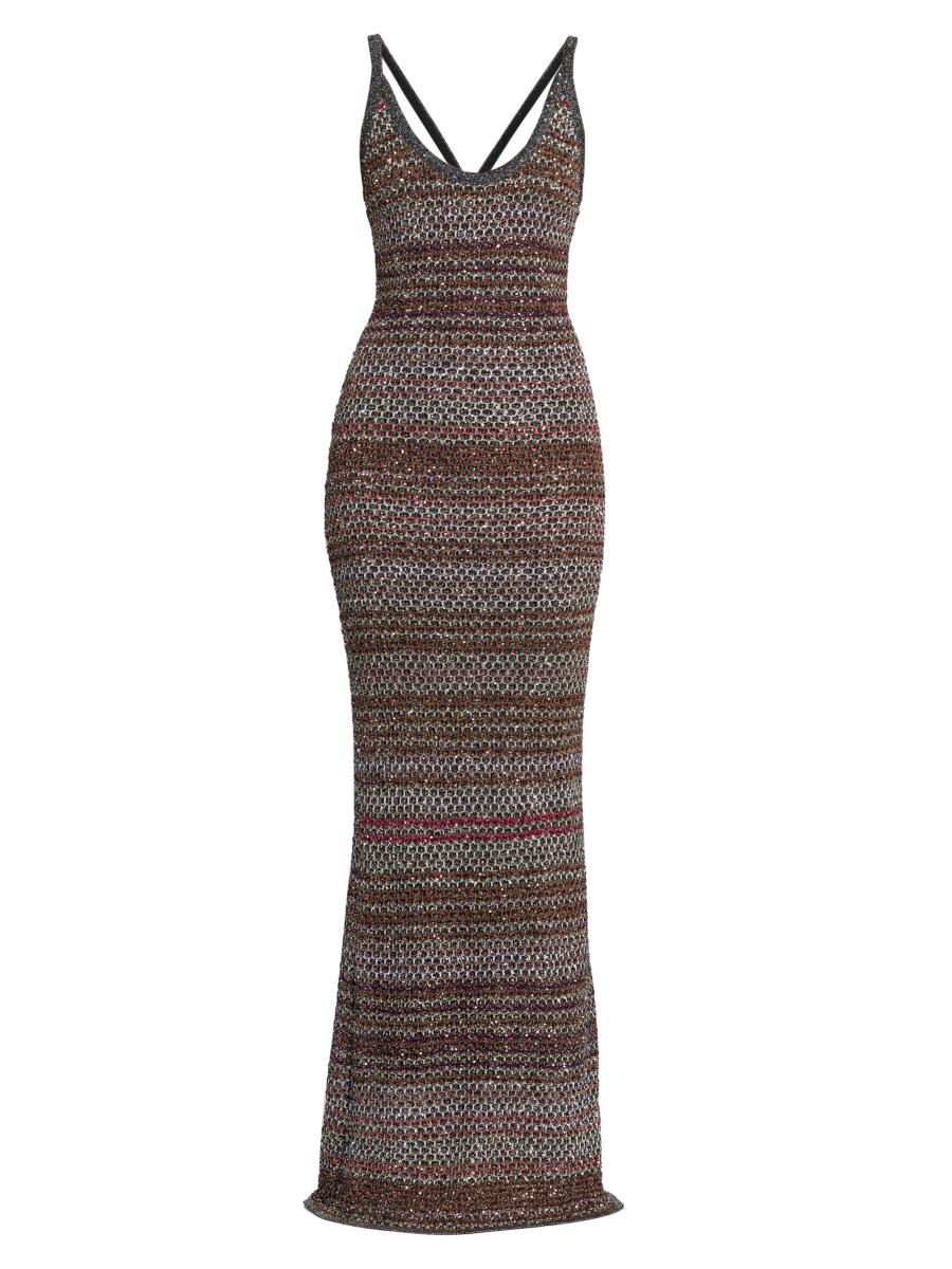 ワンピース MISSONI Woman Dress Red MS25SQ0IBR00ZZ S208H Missoni Striped Knit Body-Con Maxi Dress | Saks Fifth Avenue