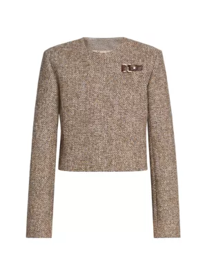 Shop Chloé Cropped Wool-Blend Tweed Jacket | Saks Fifth Avenue