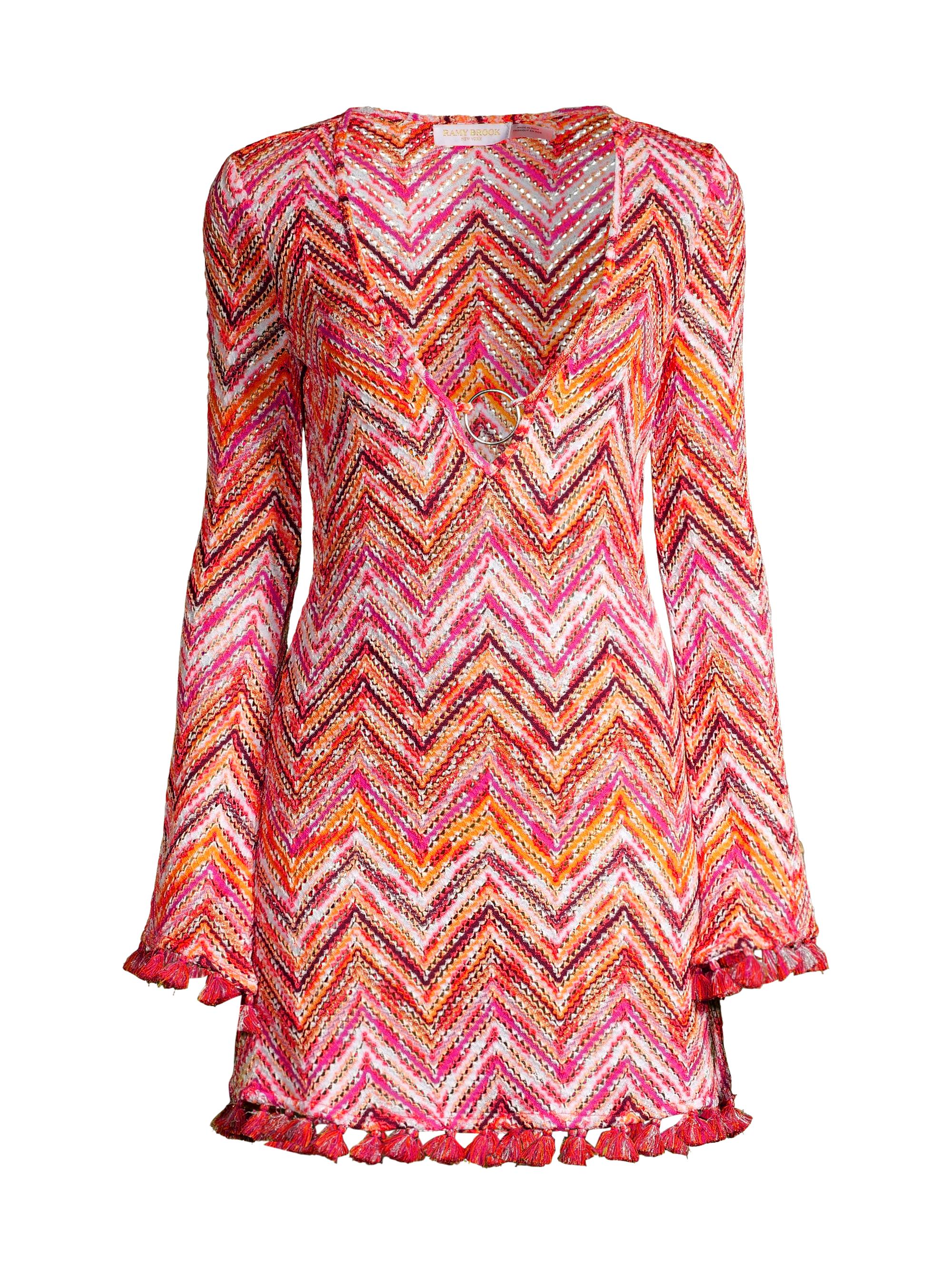 Ramy Brook Women's Cassie Spacedye Chevron Minidress - Orange Multi