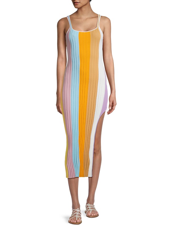 Tie Dyed Striped Slit Sundress Tie Dyed Striped Slit Sundress