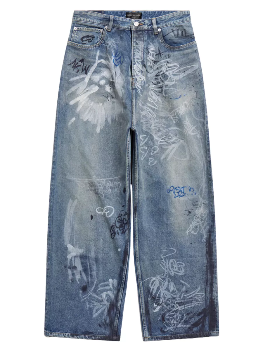 Shop Balenciaga Graffiti Baggy Jeans | Saks Fifth Avenue Shop Balenciaga Graffiti Baggy Jeans | Saks Fifth Avenue