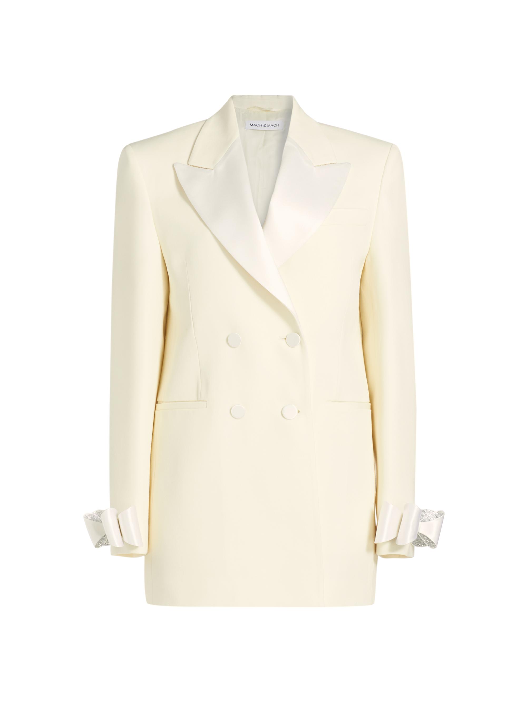 Mach & Mach Women's Crystalized Bow Cuff Blazer Minidress -