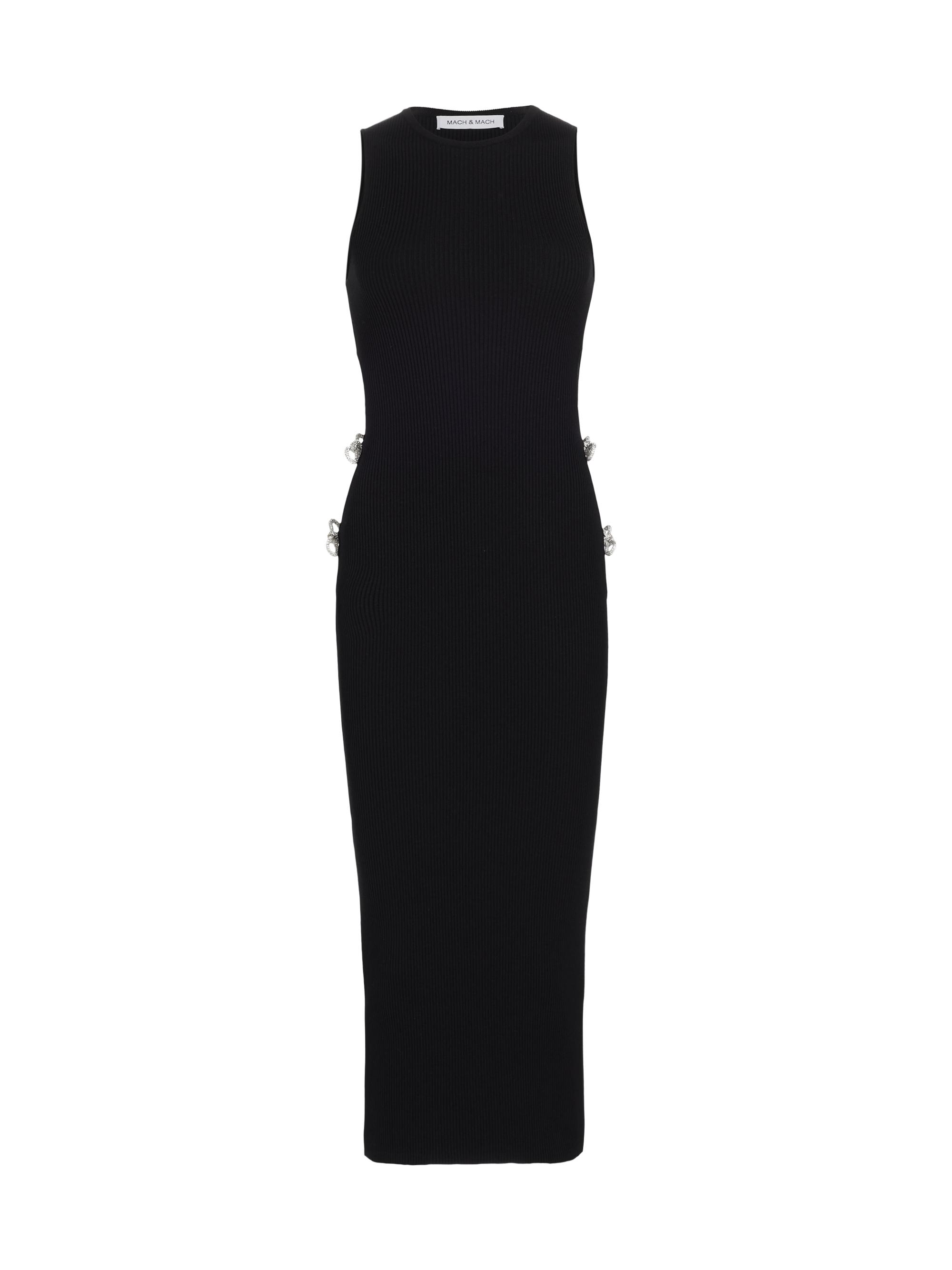 Mach & Mach Women's Crystal Bow Cut-Out Midi-Dress - Black
