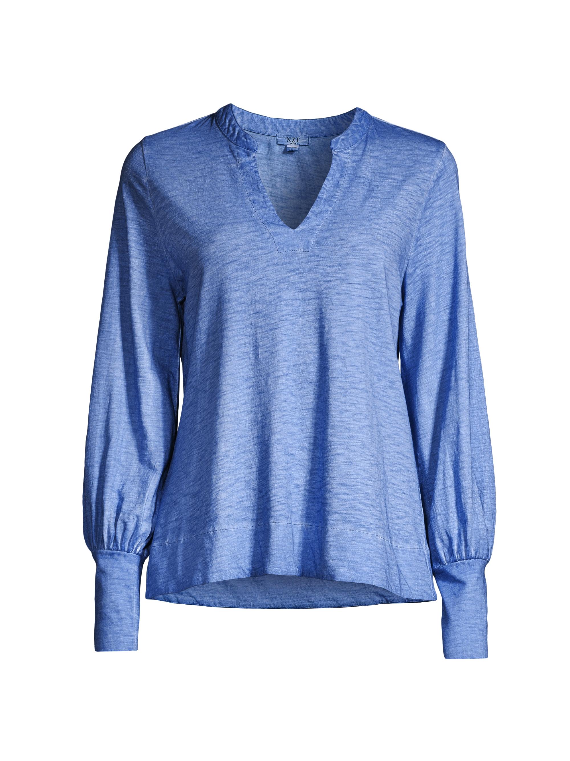 NIC+ZOE Women's Long-Sleeve Split Neck Top - Gulf