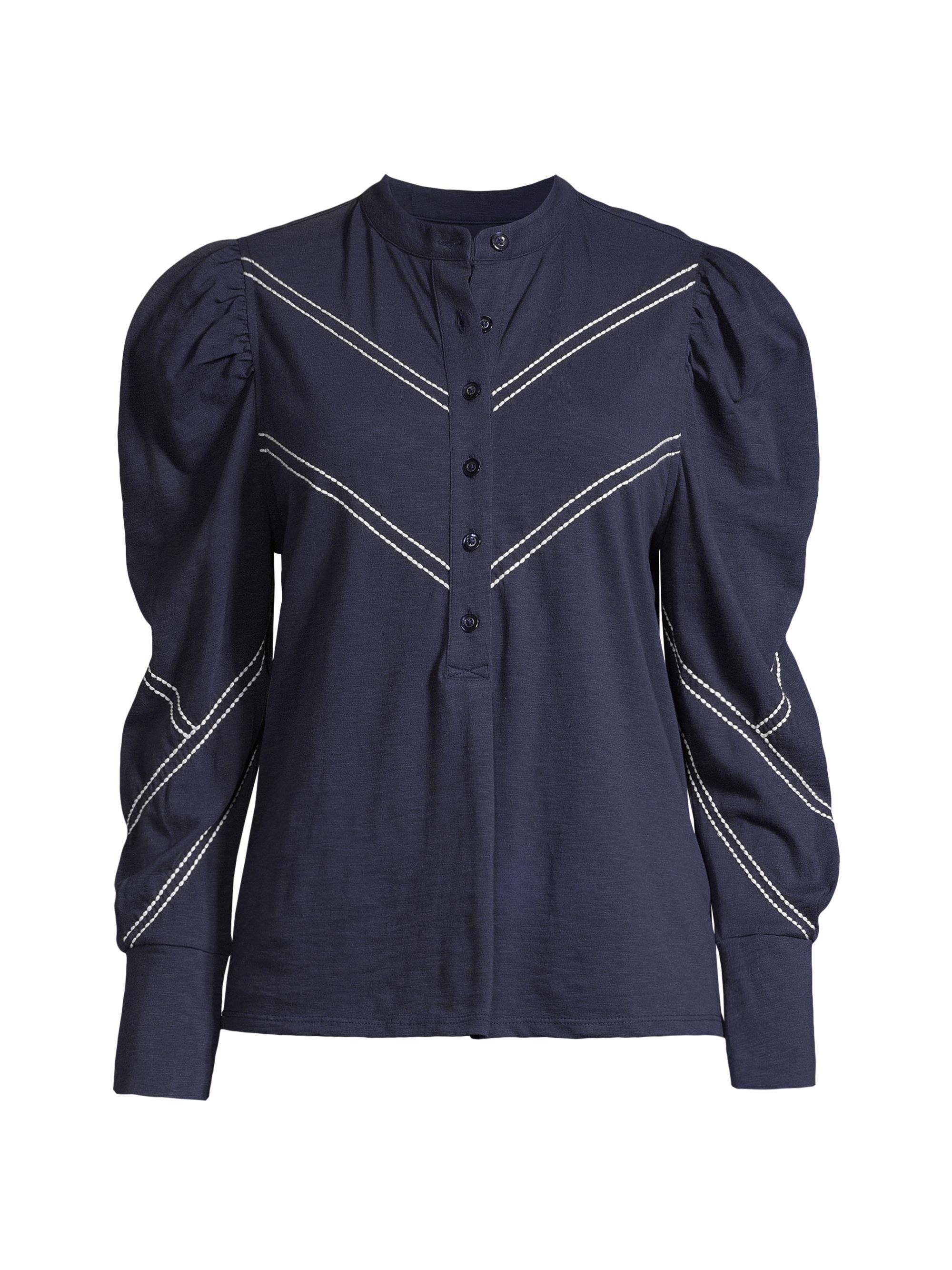 NIC+ZOE Women's Dashing Around Cotton Blouse - Indigo Multi