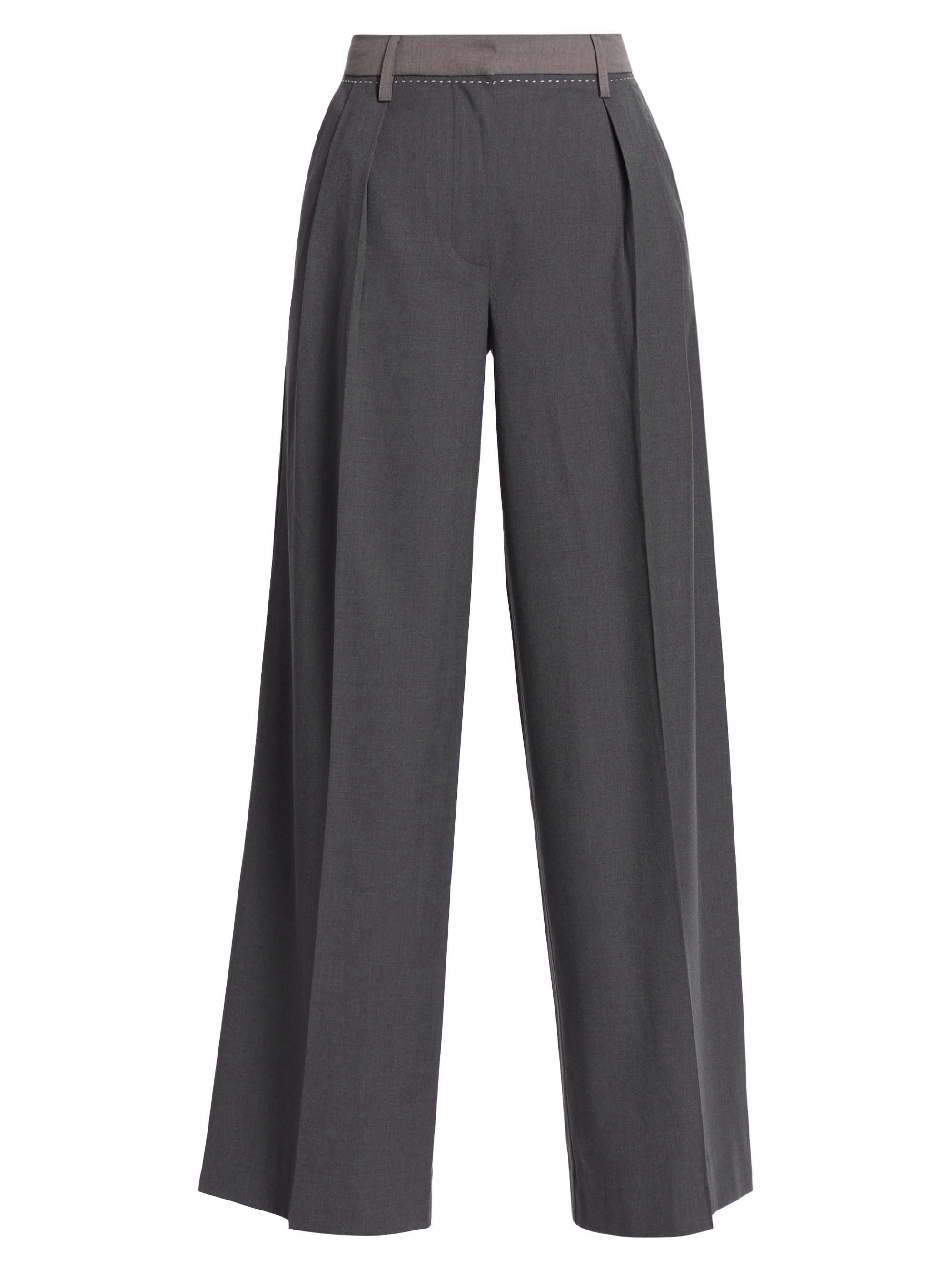 Remain Birger Christensen Women's Two-Tone Wide-Leg Pants - Castlerock Comb