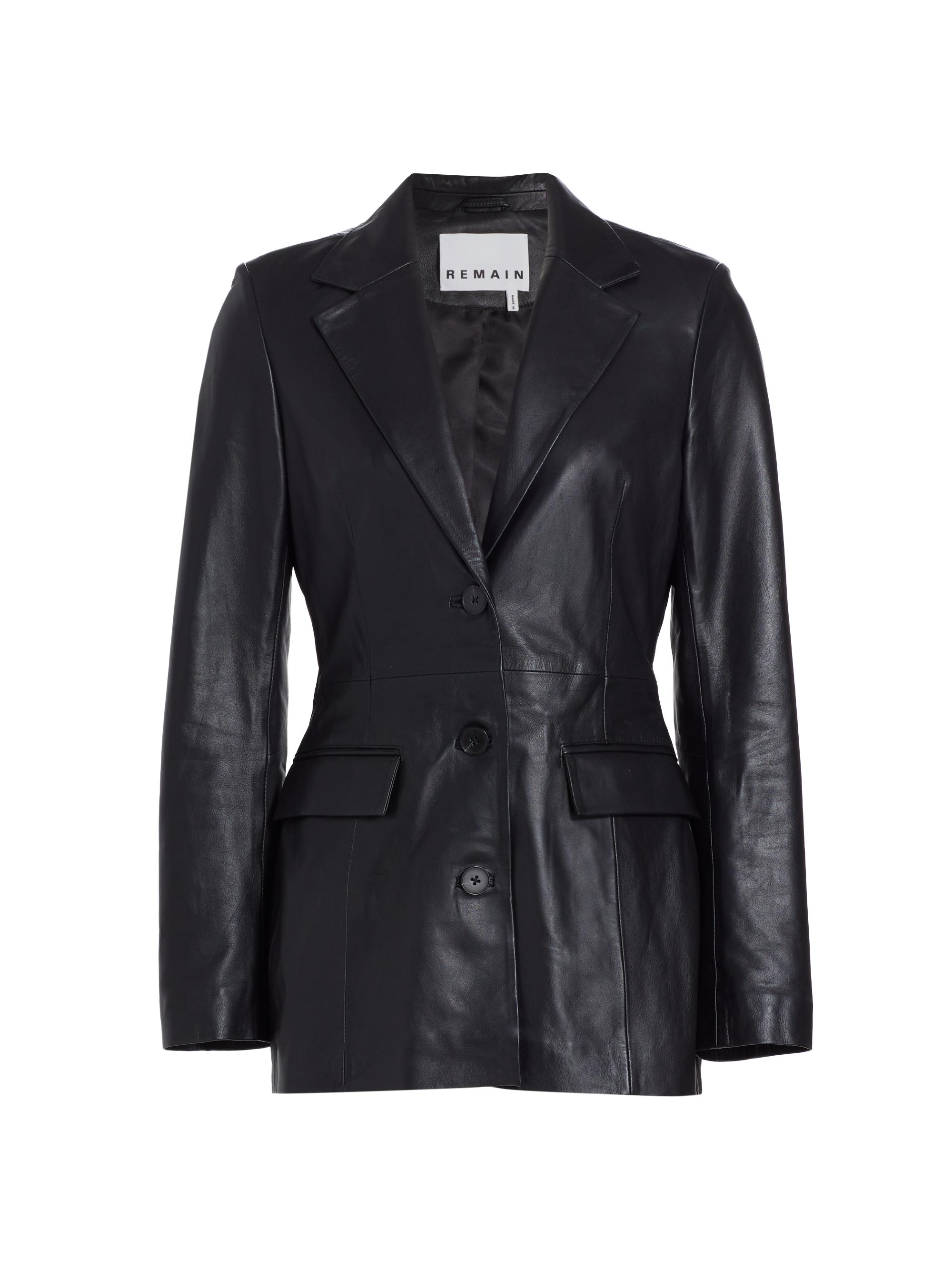 Remain Birger Christensen Women's Leather Single-Breasted Blazer - Black