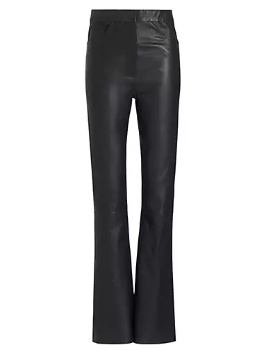 Womens High Waist PU Leather Pants Slim Fitted Flare Bootcut Pants Sexy  Stretchy Wide Leg Leather Pants Trousers