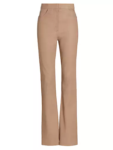 Stretch Leather Flared Pants