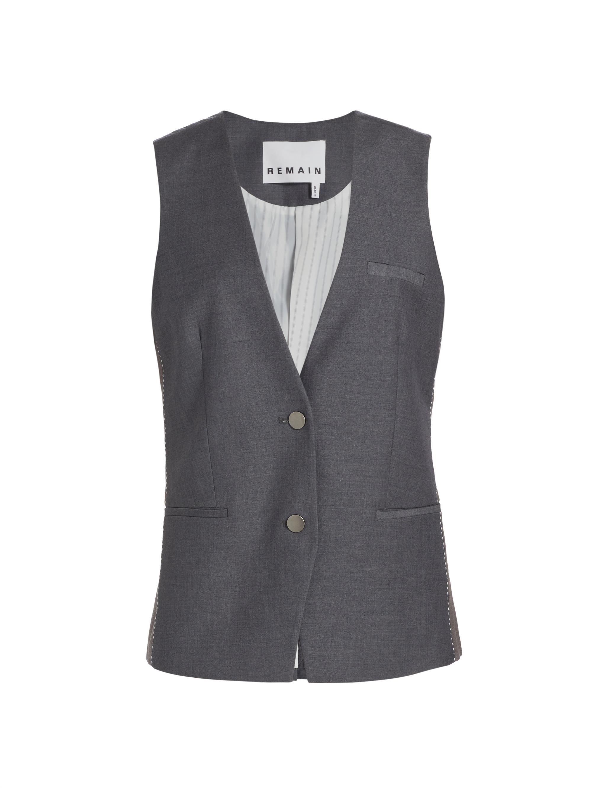Remain Birger Christensen Women's Colorblocked Tailored Vest - Castlerock Comb