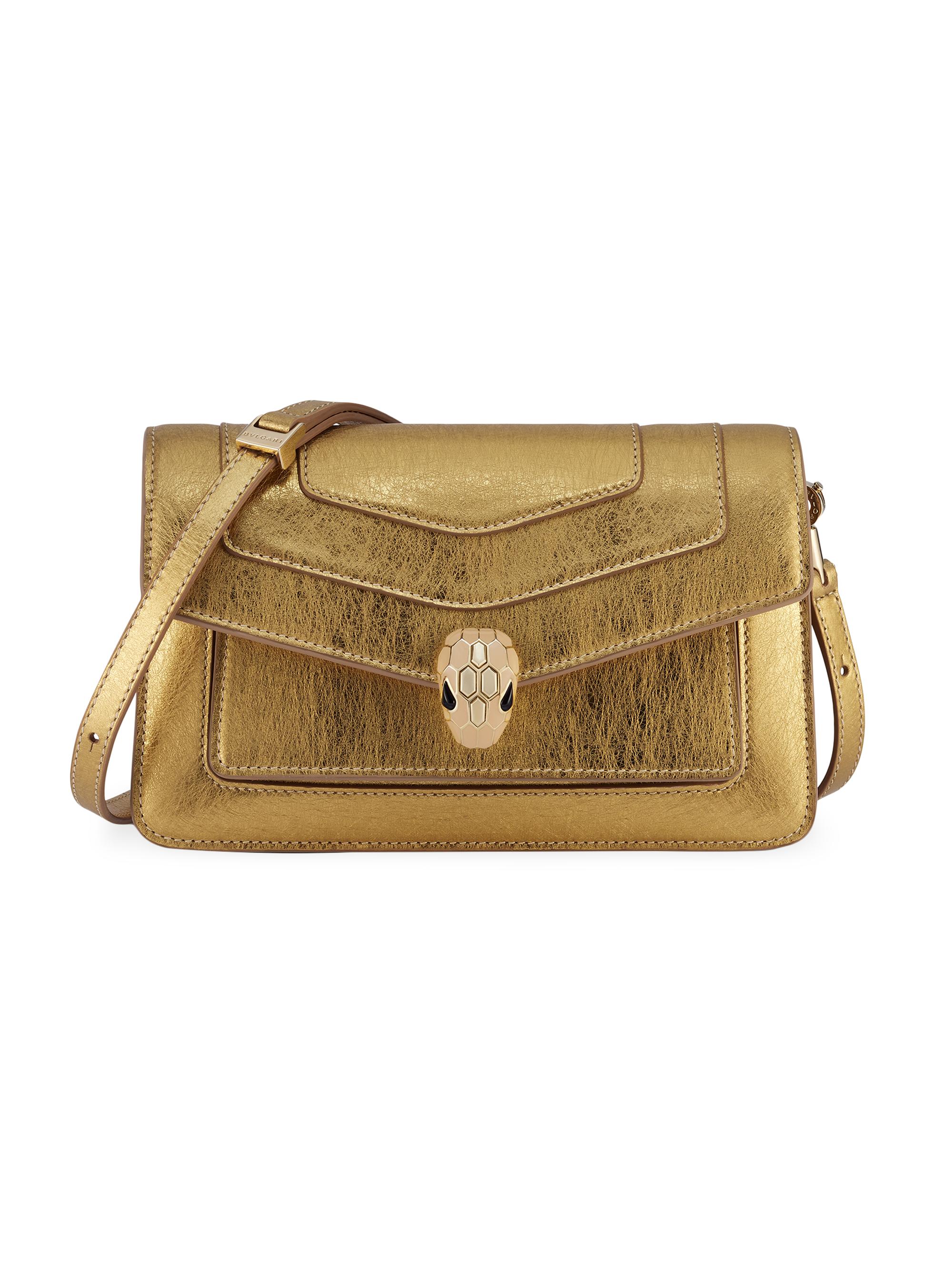 BVLGARI Women's Serpenti Forever Flap Cover Leather Crossbody Bag - Deep Gold