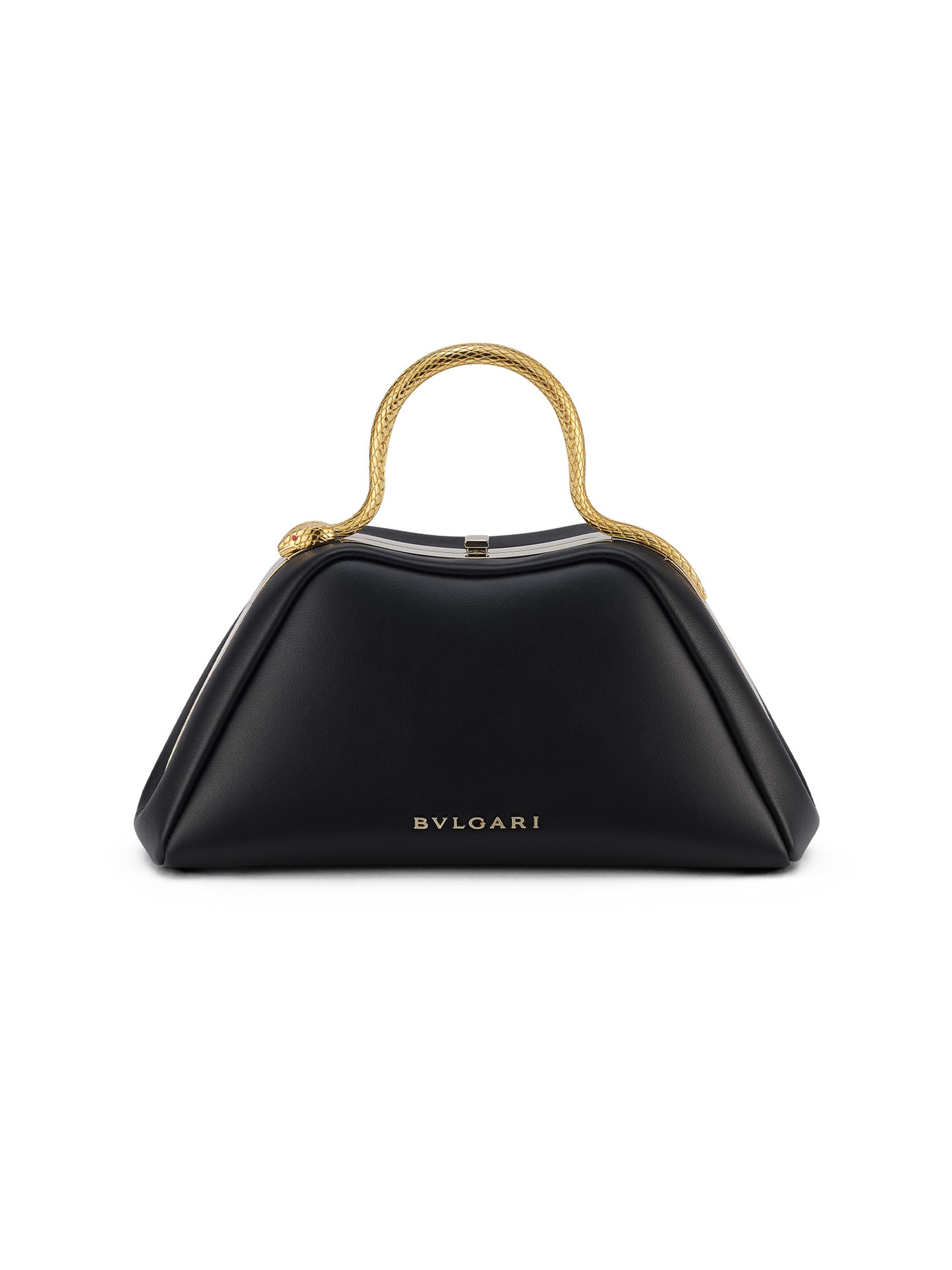 BVLGARI Women's Mini Serpentine Leather Top-Handle Bag - Black