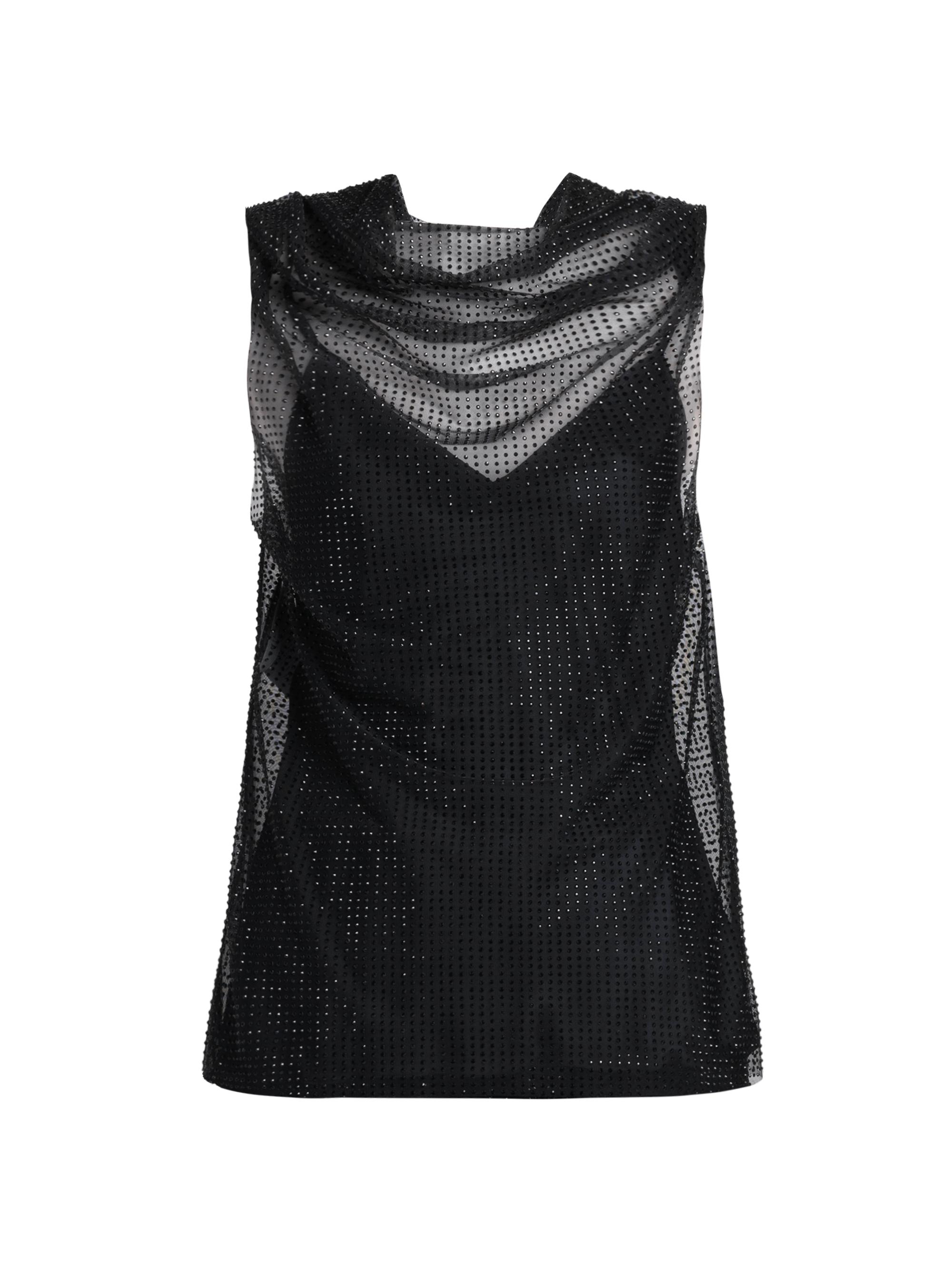 Philosophy di Lorenzo Serafini Women's Rhinestone Mesh Cowl Top - Black