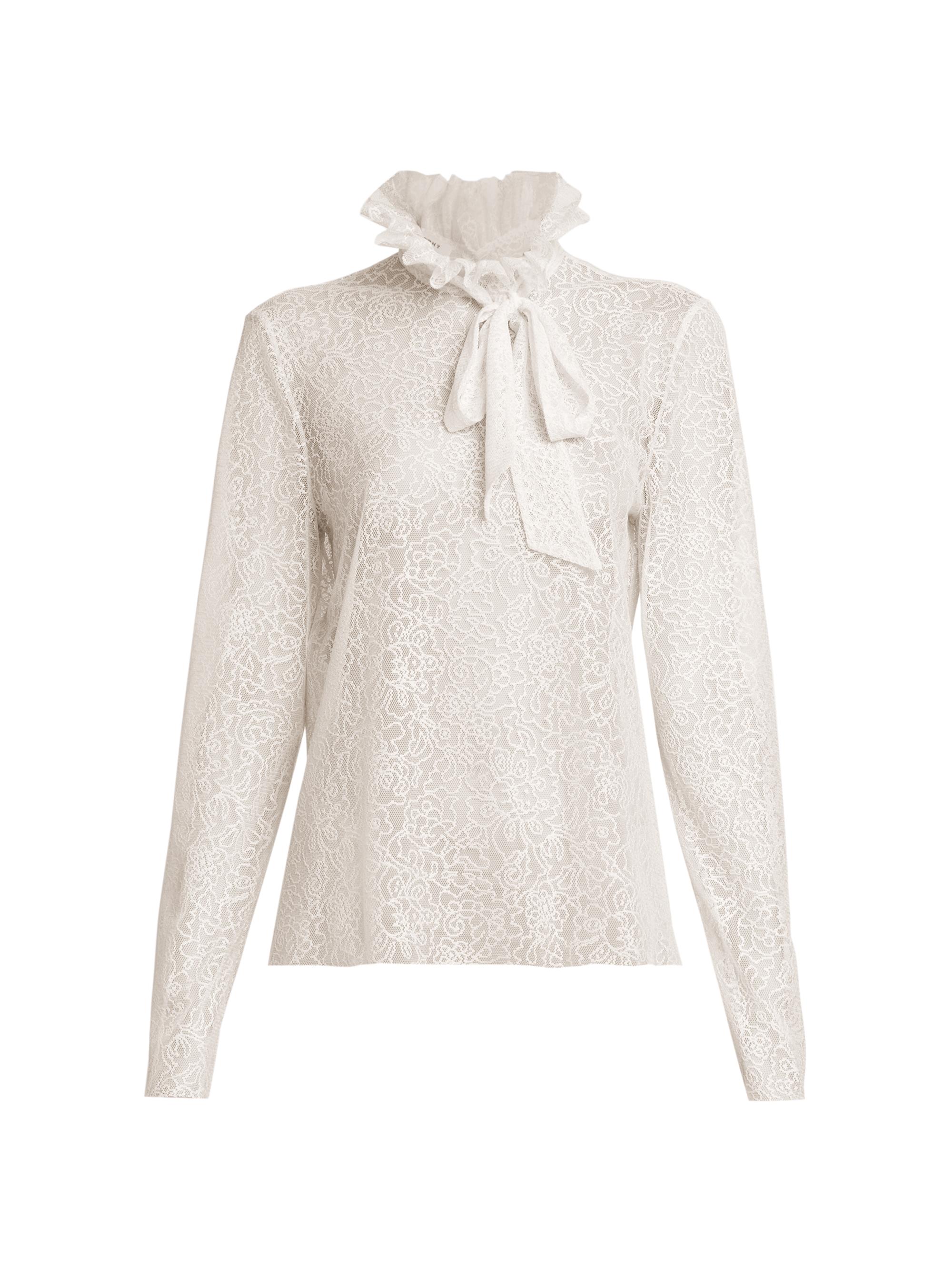 Philosophy di Lorenzo Serafini Women's Sheer Lace Long-Sleeve Blouse - White