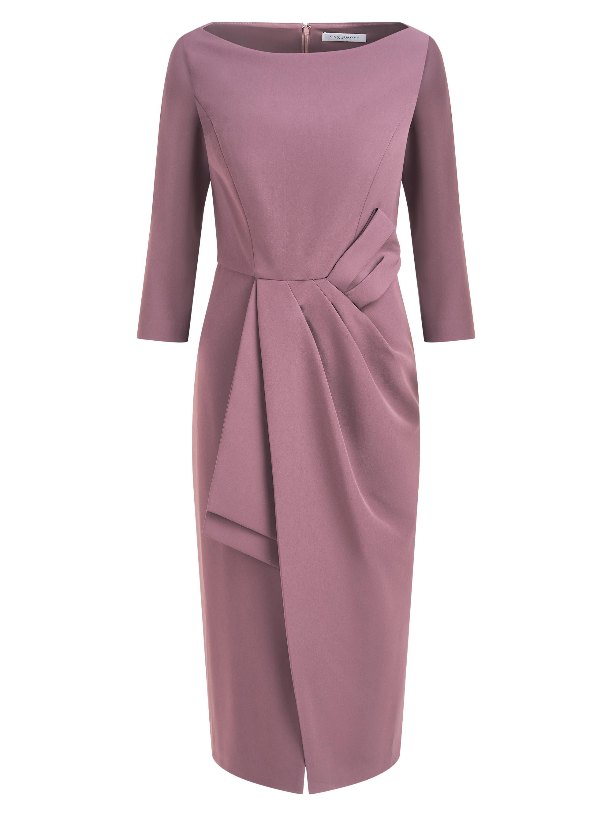 knee length dresses for ladies CHANTAL MIDI GOWN Two Way Puff Sleeve Top with Slit Pencil Skirt (Dark Old  Rose Gazaar) main image 0