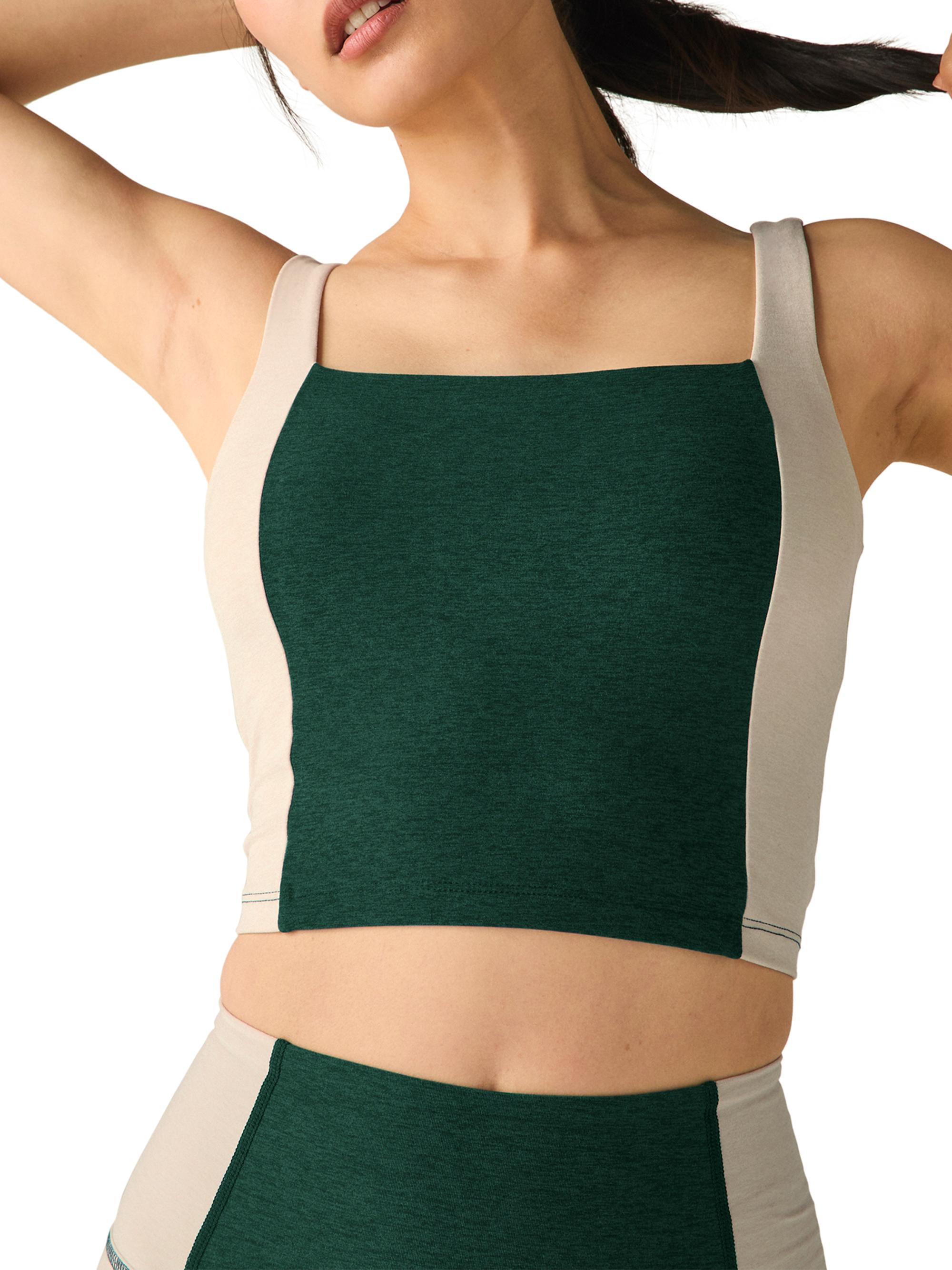 Beyond Yoga Women's Spacedye Vitality Colorblock Cropped Tank - Dark Spruce Green Eggshell