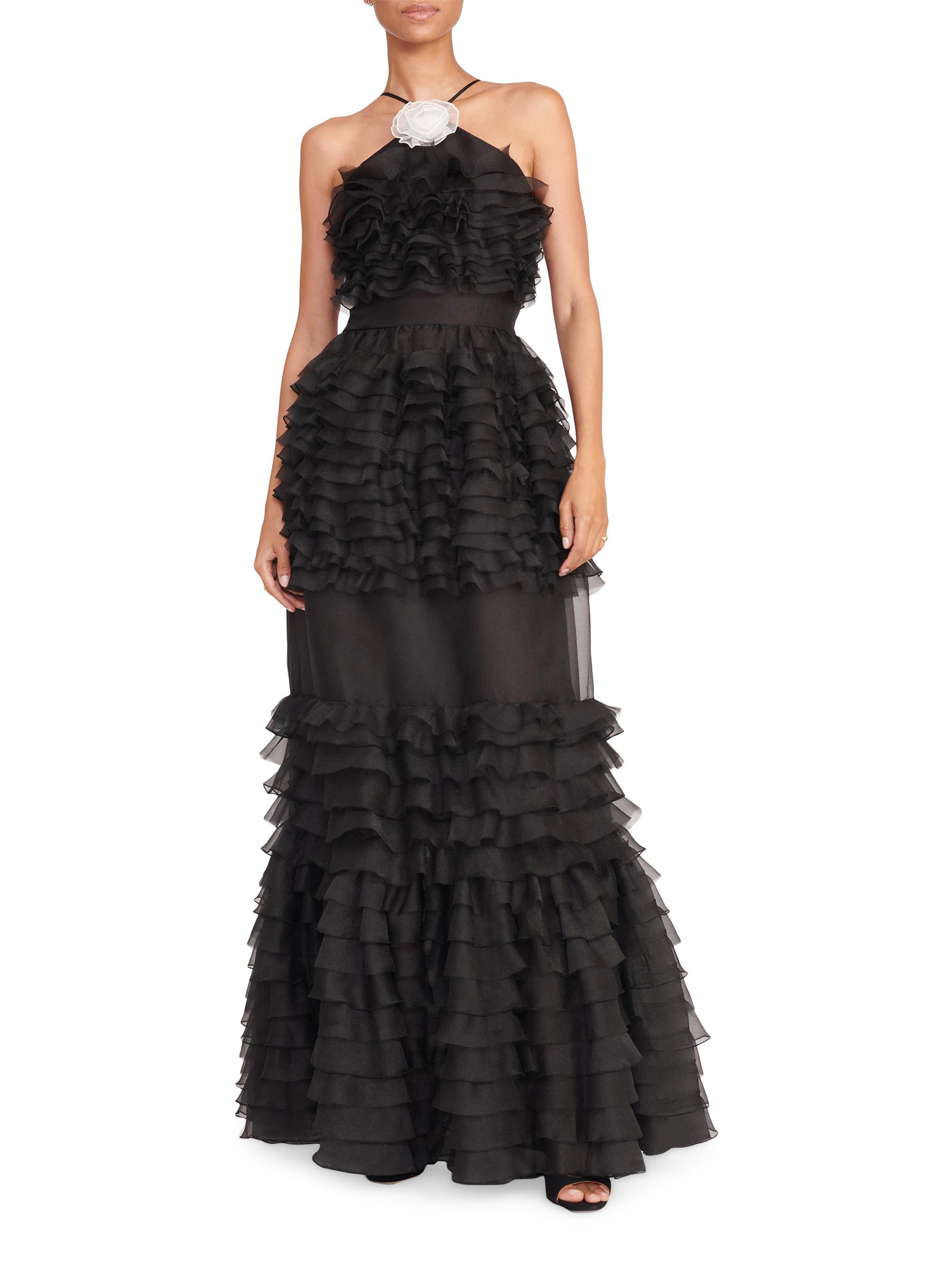 Staud Florian Tiered Ruffle Halter Gown | Saks Fifth Avenue