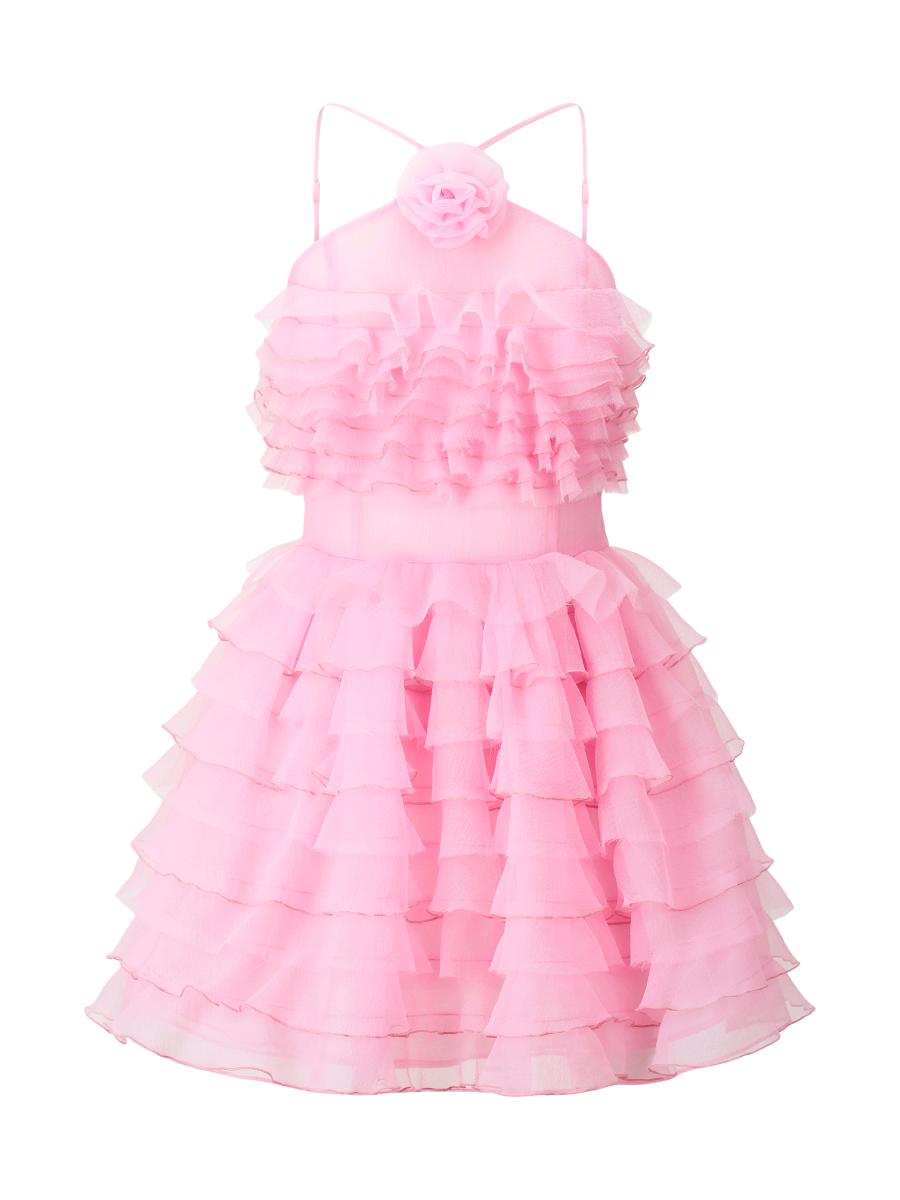 Staud Florian Tiered Ruffle Halter Minidress | Saks Fifth Avenue