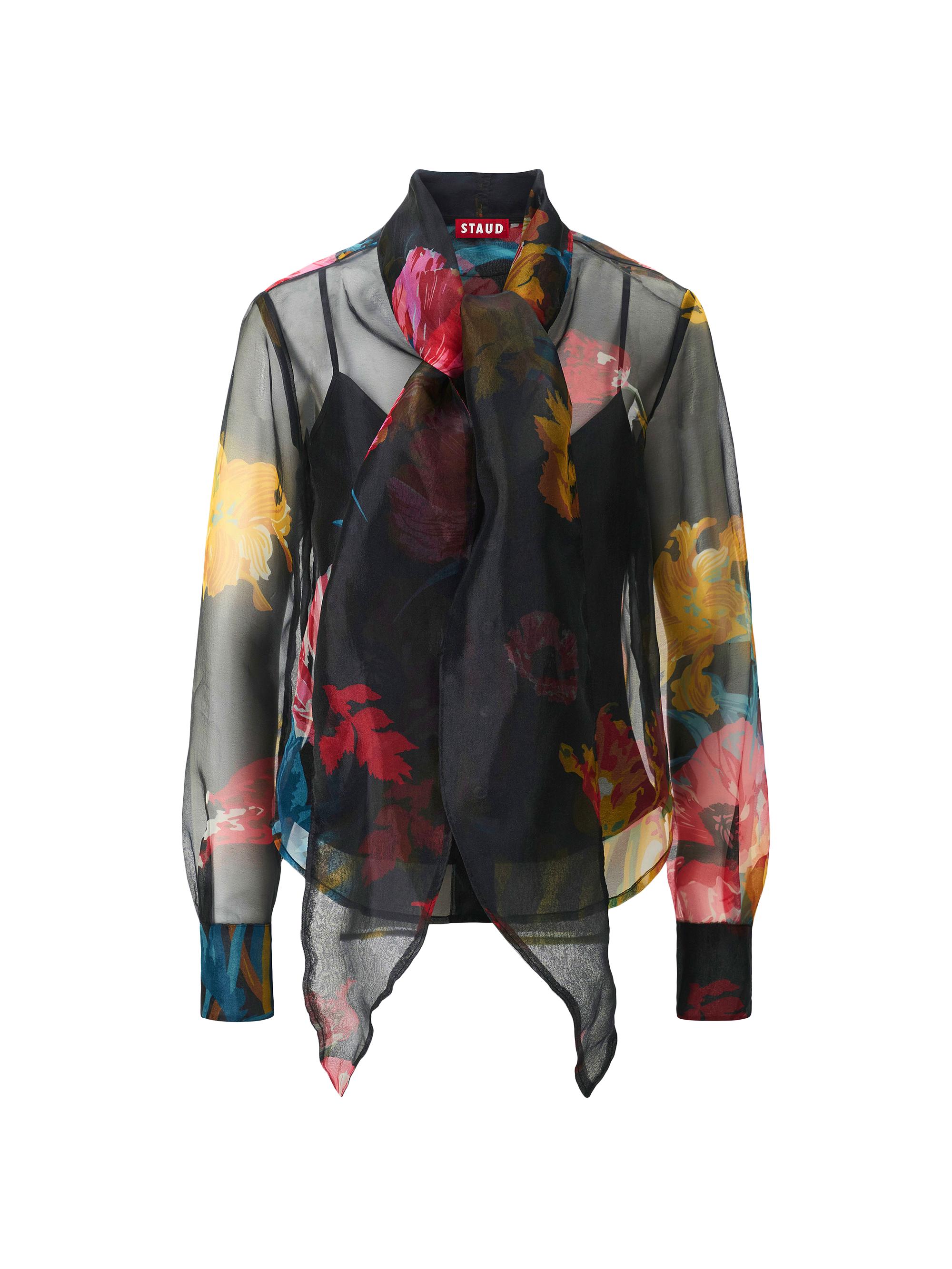 Staud Women's Maryn Floral Organza Tieneck Top - First Bloom Night