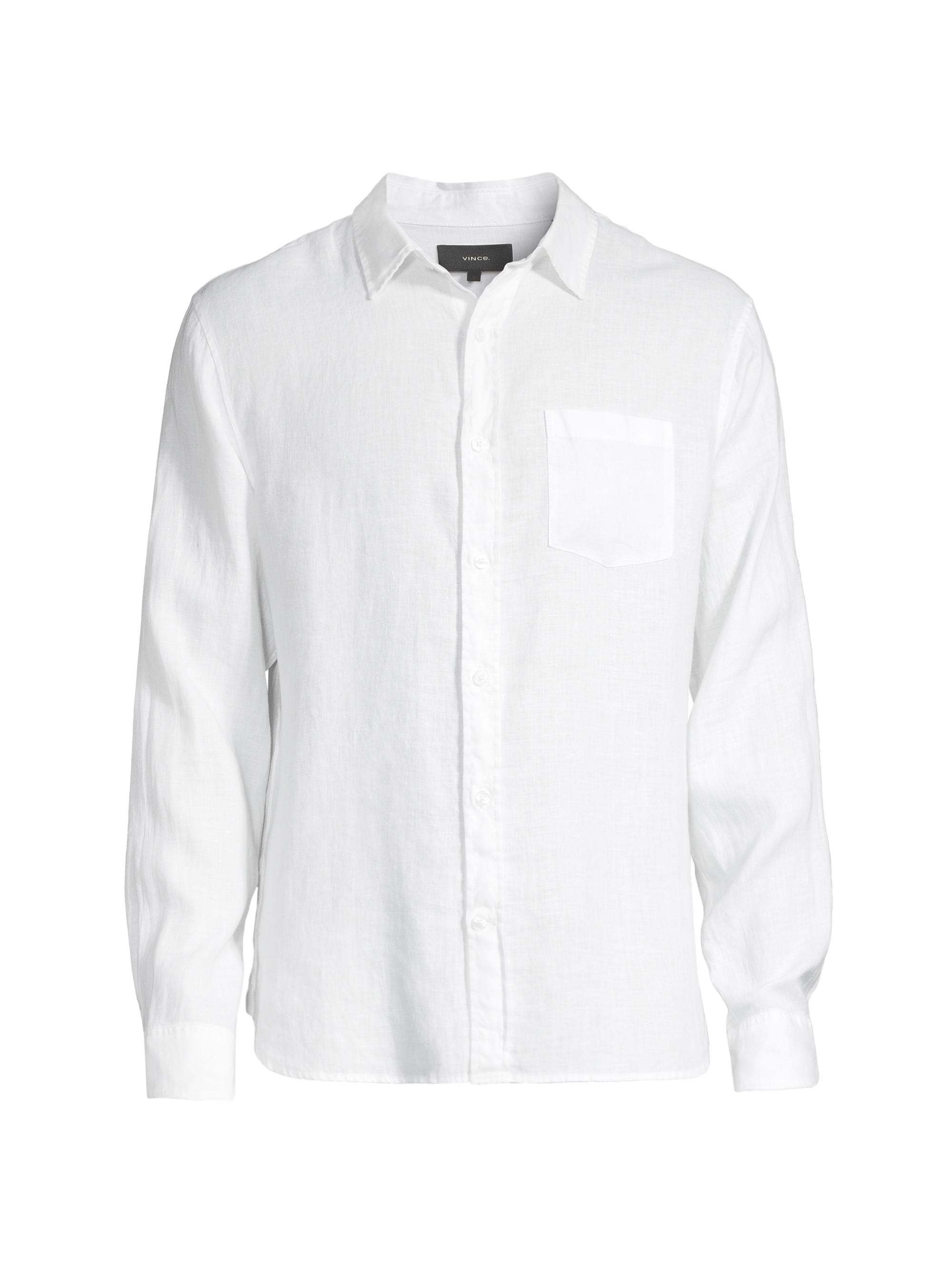 Vince Men's Linen Button-Front Shirt - Optic White