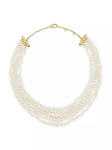 18K Yellow Gold, Cultured Pearl & Multi-Gemstone Layered Necklace
