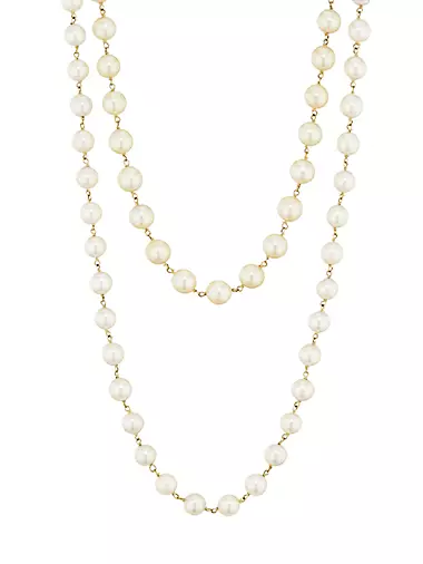 18K Yellow Gold, Cultured Pearl & 2.25 TCW Diamond Double-Strand Necklace