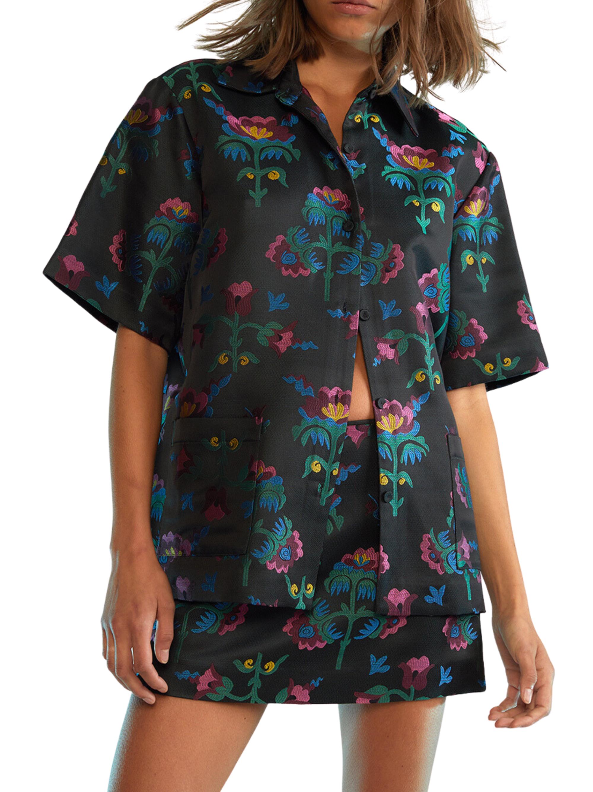 Cynthia Rowley Women's Floral Jacquard Miniskirt - Black Multi