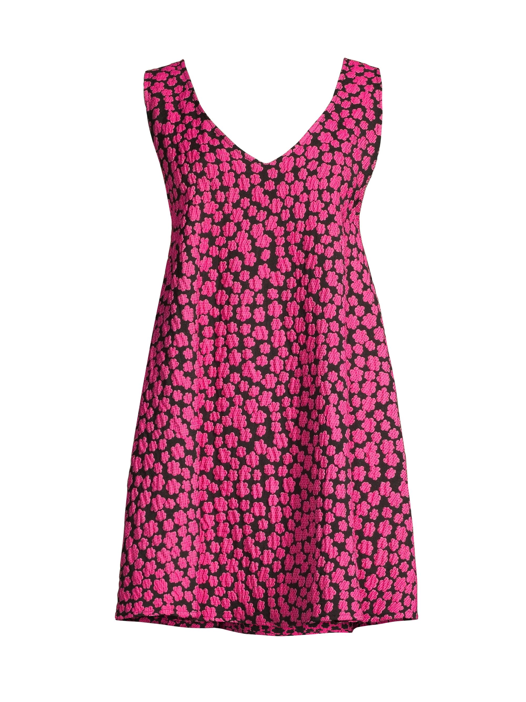 La Vie Style House Women's Floral Brocade Sleeveless Minidress - Pink Black