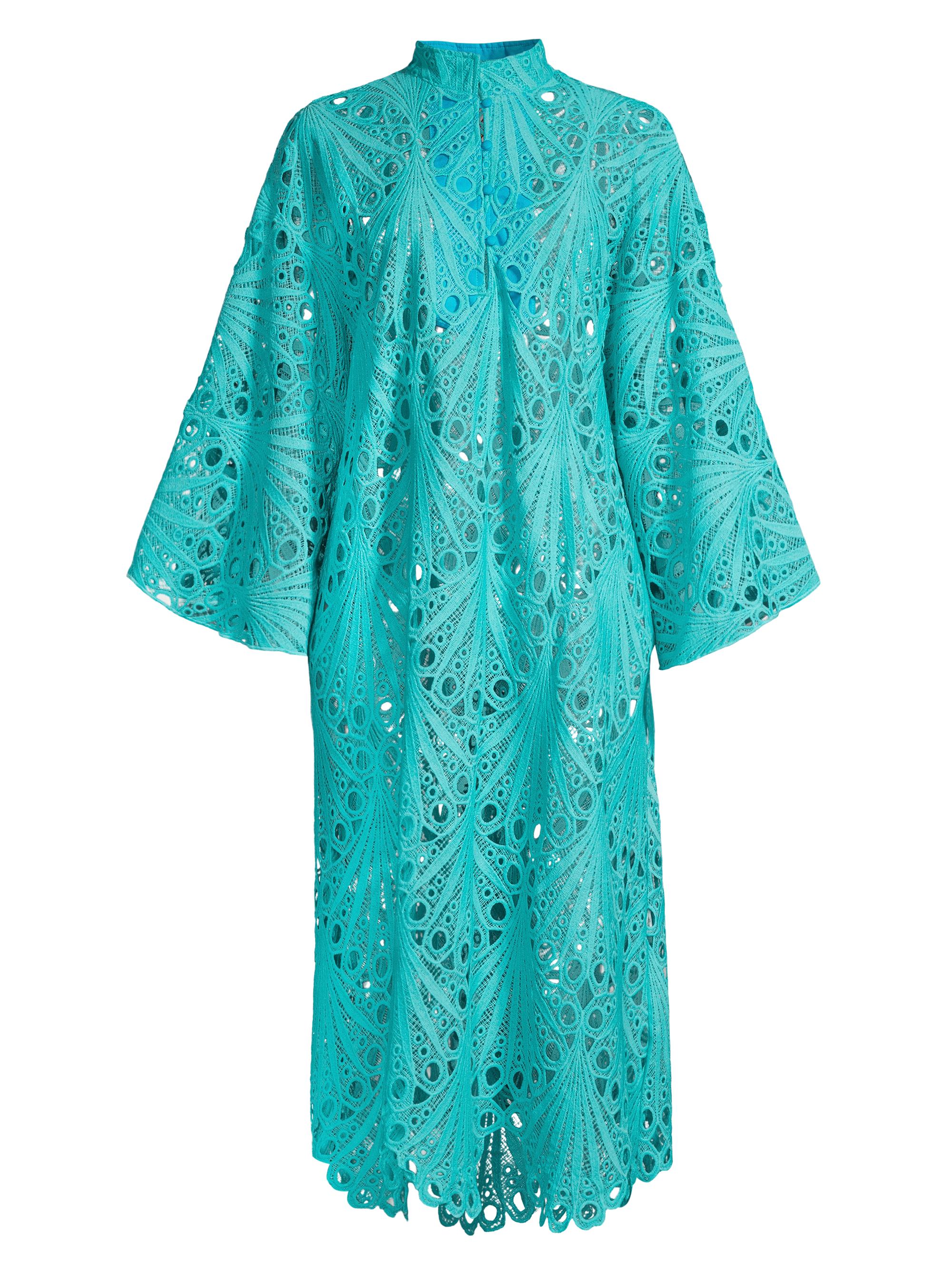 La Vie Style House Women's Shell Lace Caftan-Style Dress - Turquoise