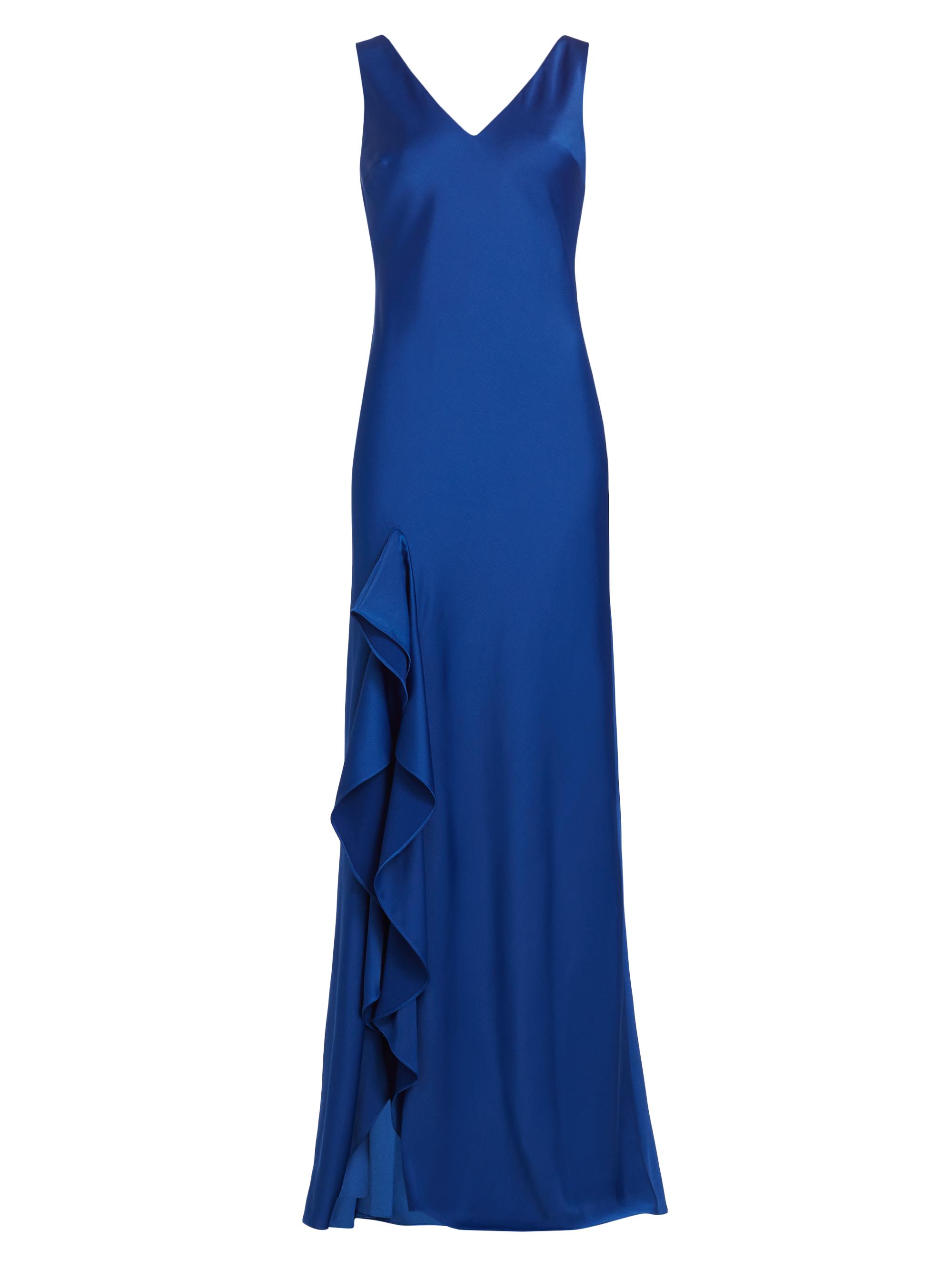 ML Monique Lhuillier Women's Ashylynn Satin Ruffled Gown - Royal Azure