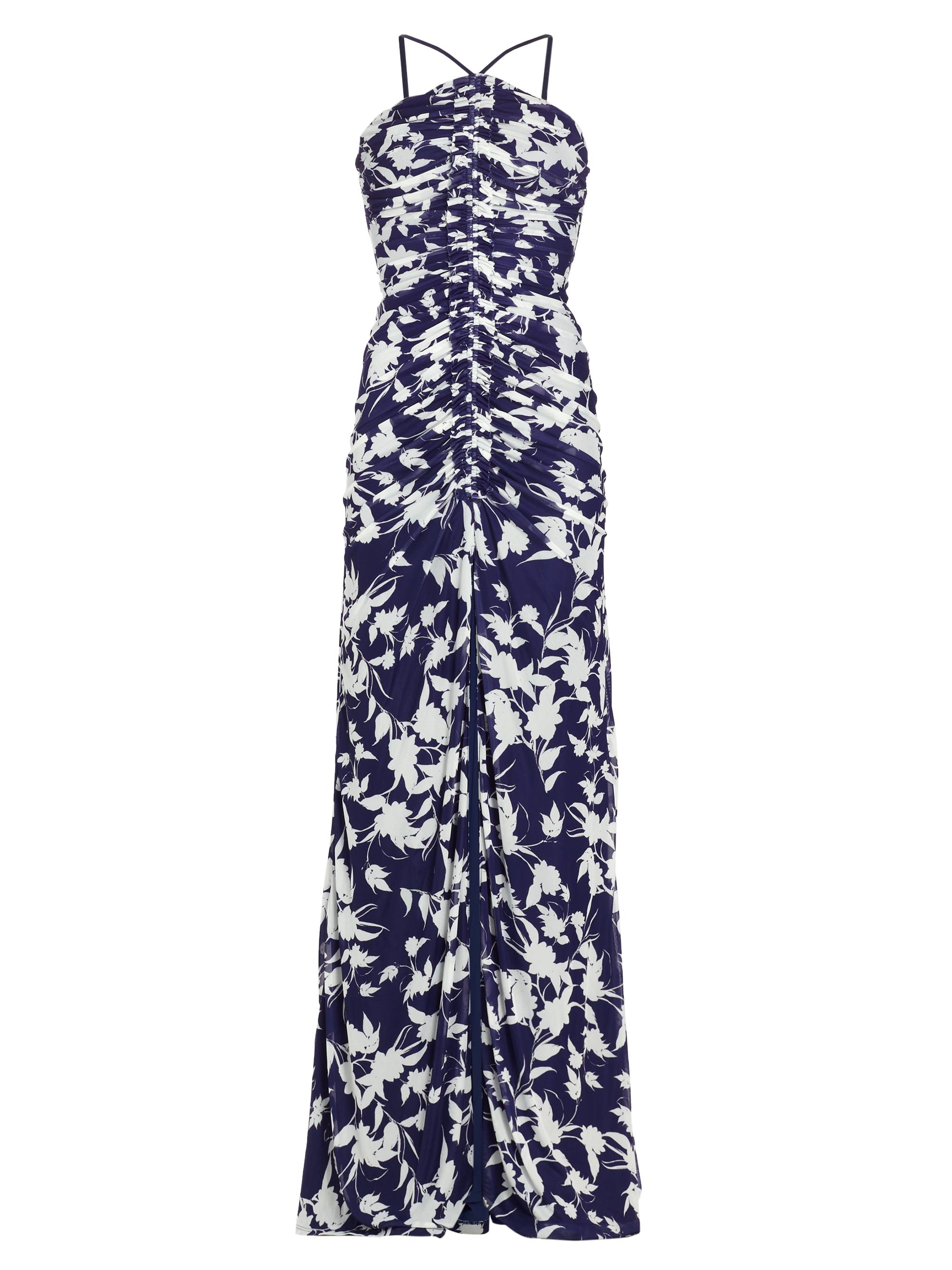ML Monique Lhuillier Women's Giuliana Floral Ruched Maxi Dress - Indigo Botanical