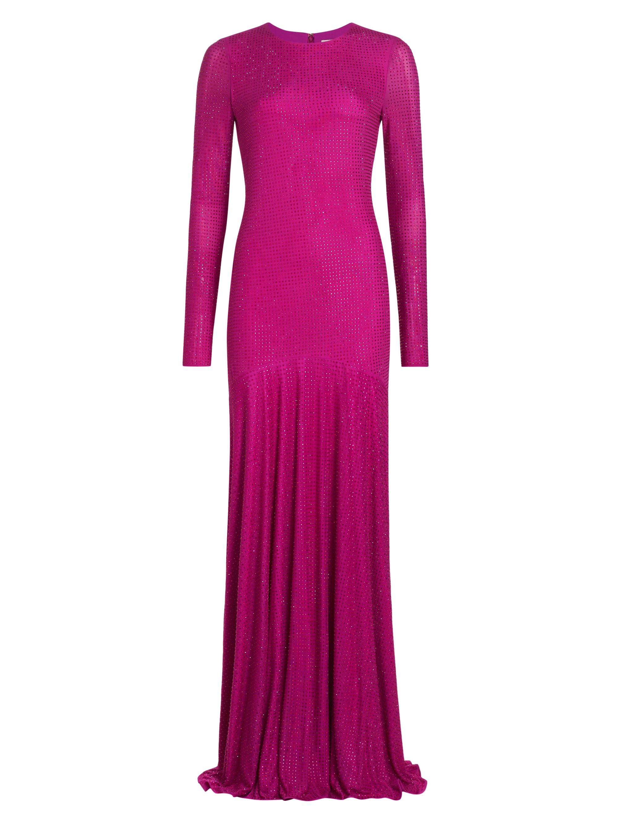 ML Monique Lhuillier Women's Diana Crystal Diamante Long-Sleeve Gown - Berry